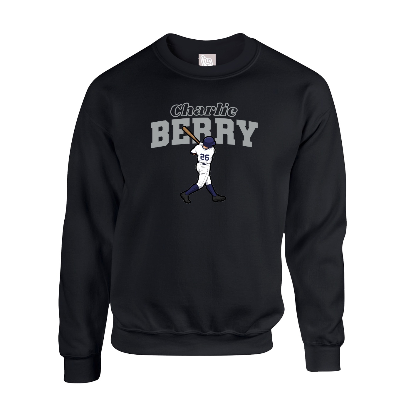 Fleece Crew — Name Arch in Black