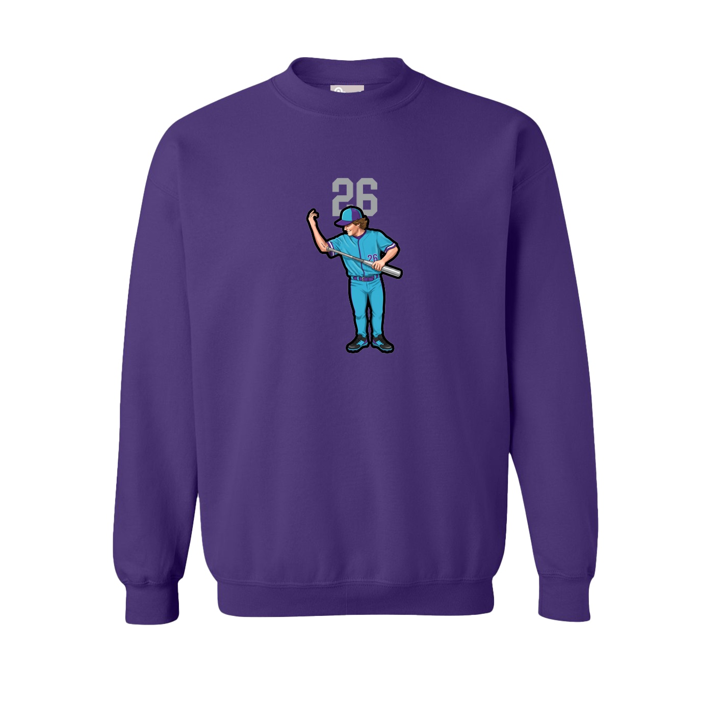 Fleece Crew — Number Top in Purple