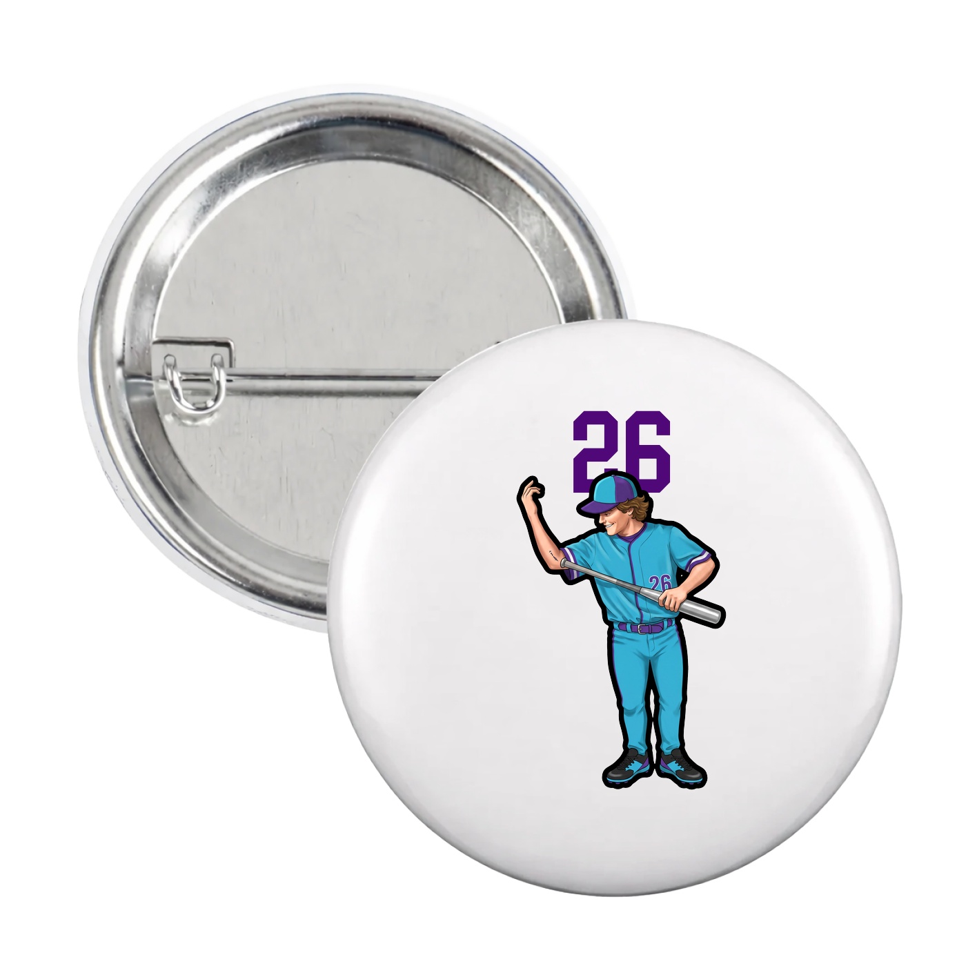 Game Day Button — Number Top in White