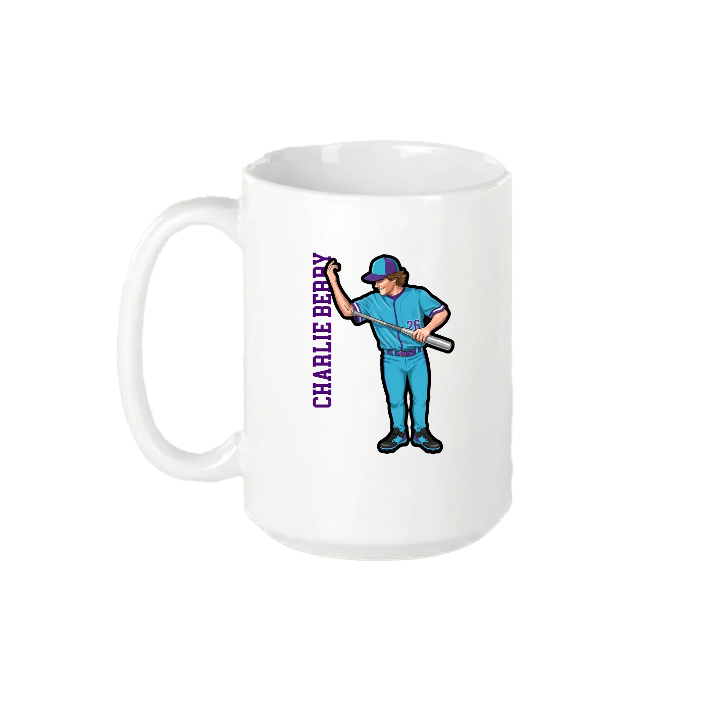15oz Coffee Mug — Name Vertical in White