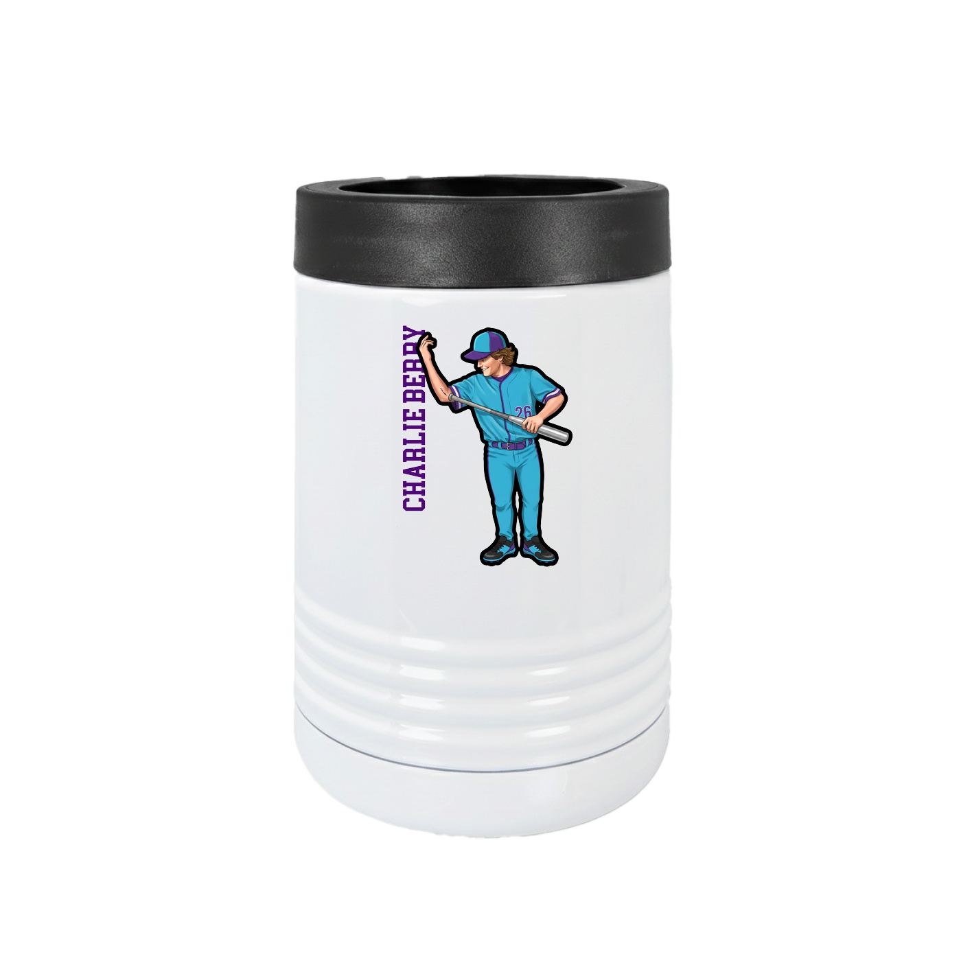 Beverage Holder — Name Vertical in White