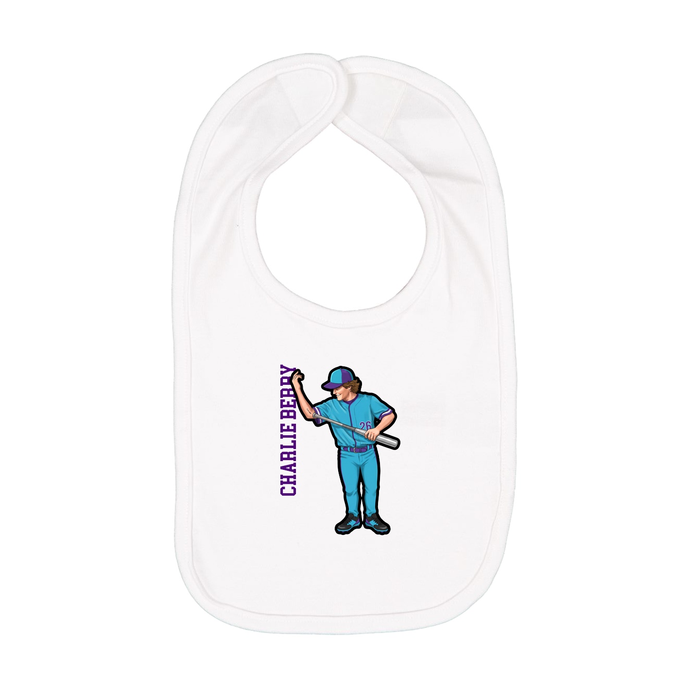 Infant Bib — Name Vertical in White