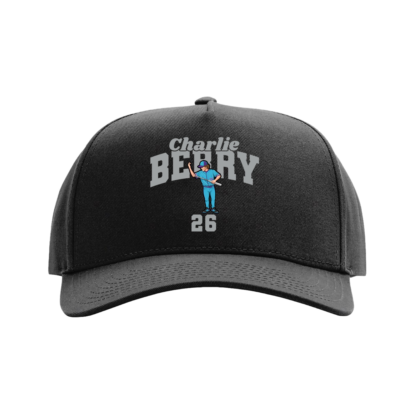 Full Fabric Five-Panel Champ Cap — Signature Arch in Black