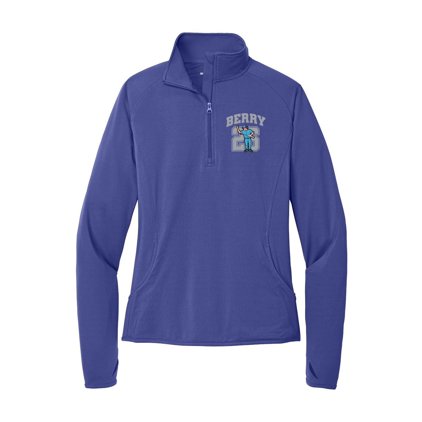 Women's Q-Zip Pullover — Number in Purple