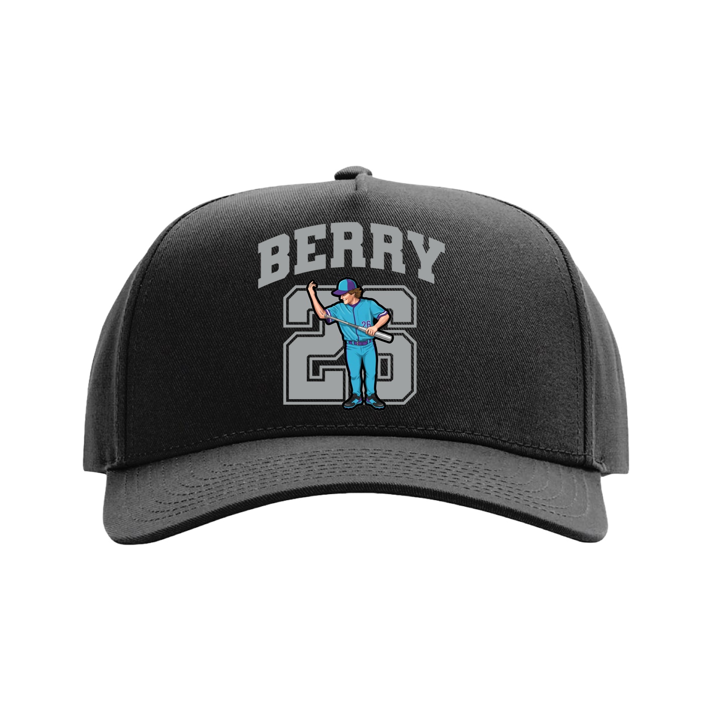 Full Fabric Five-Panel Champ Cap — Number in Black