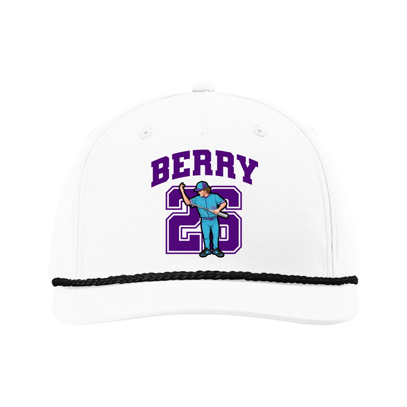 Five-Panel Classic Rope Cap — Number in White