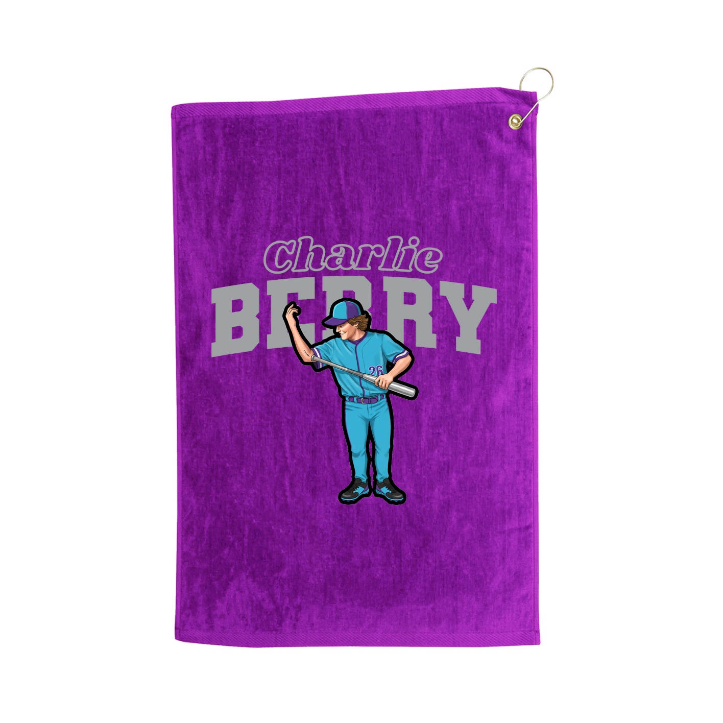 Golf Towel — Name Arch in Purple