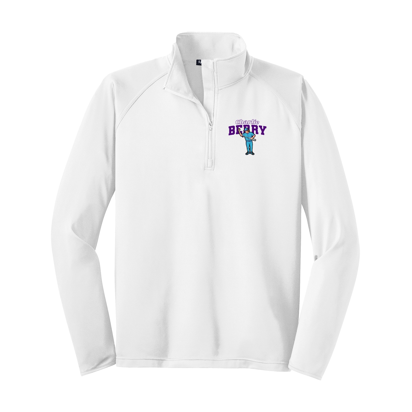 Q-Zip Pullover — Name Arch in White