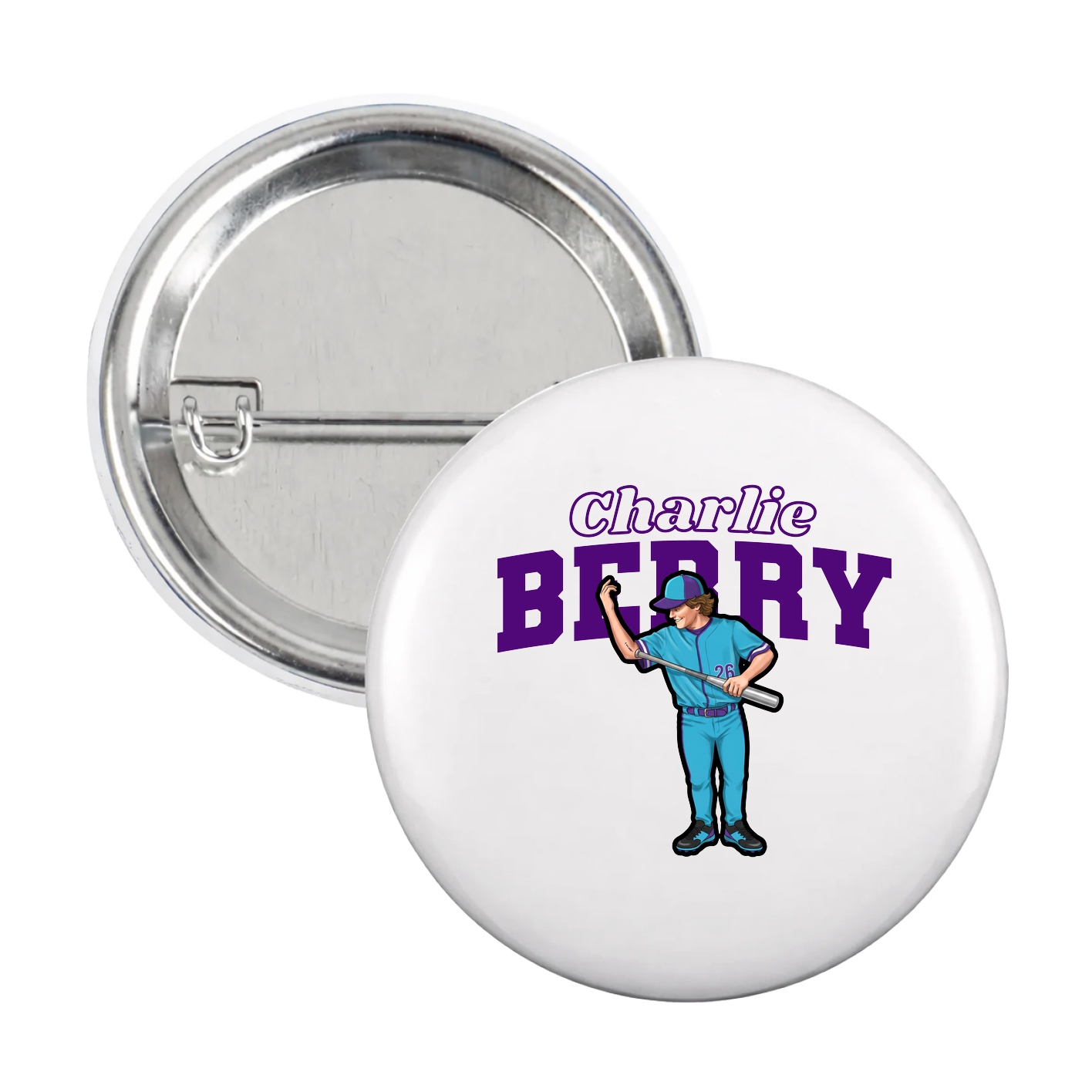 Game Day Button — Name Arch in White