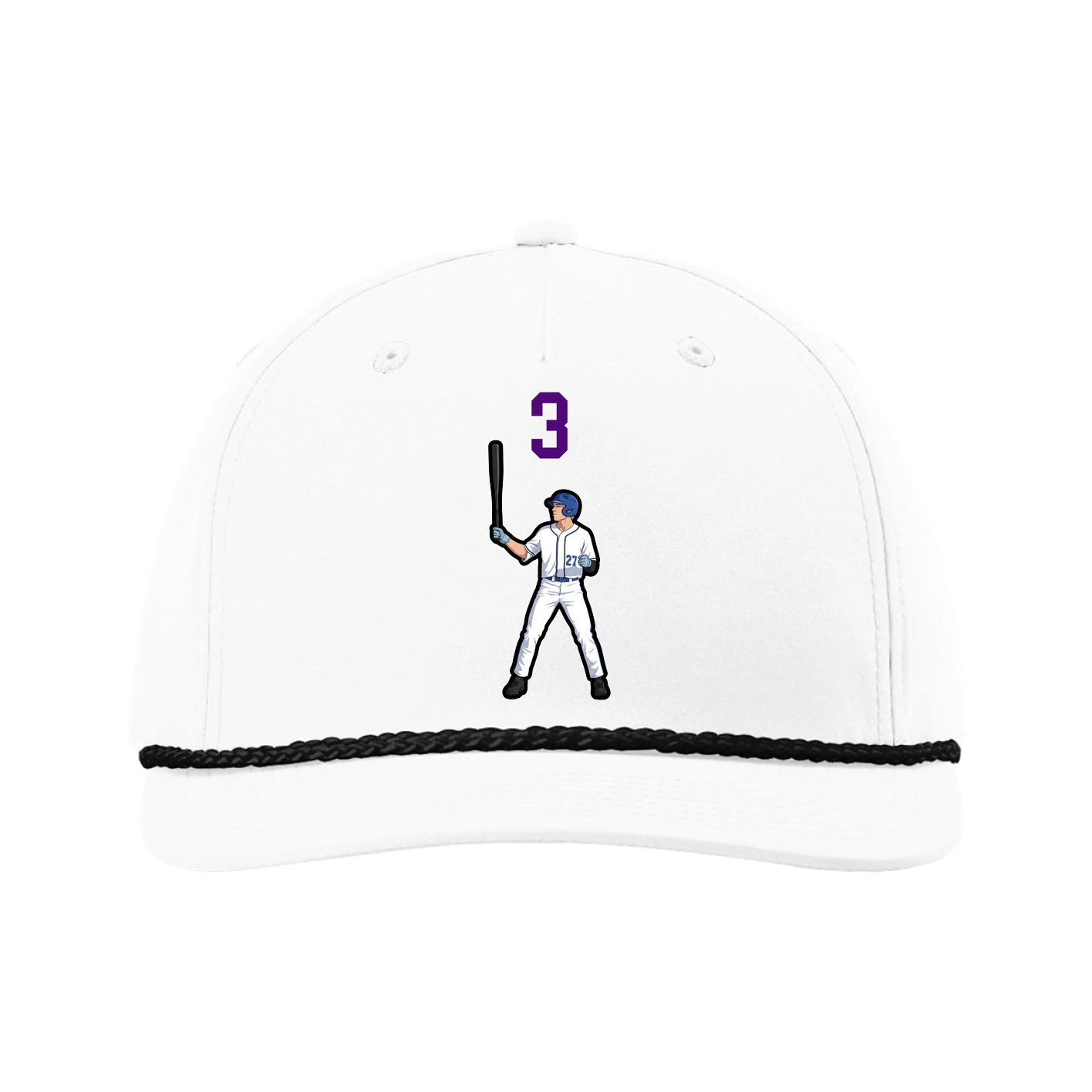 Five-Panel Classic Rope Cap — Number Top in White