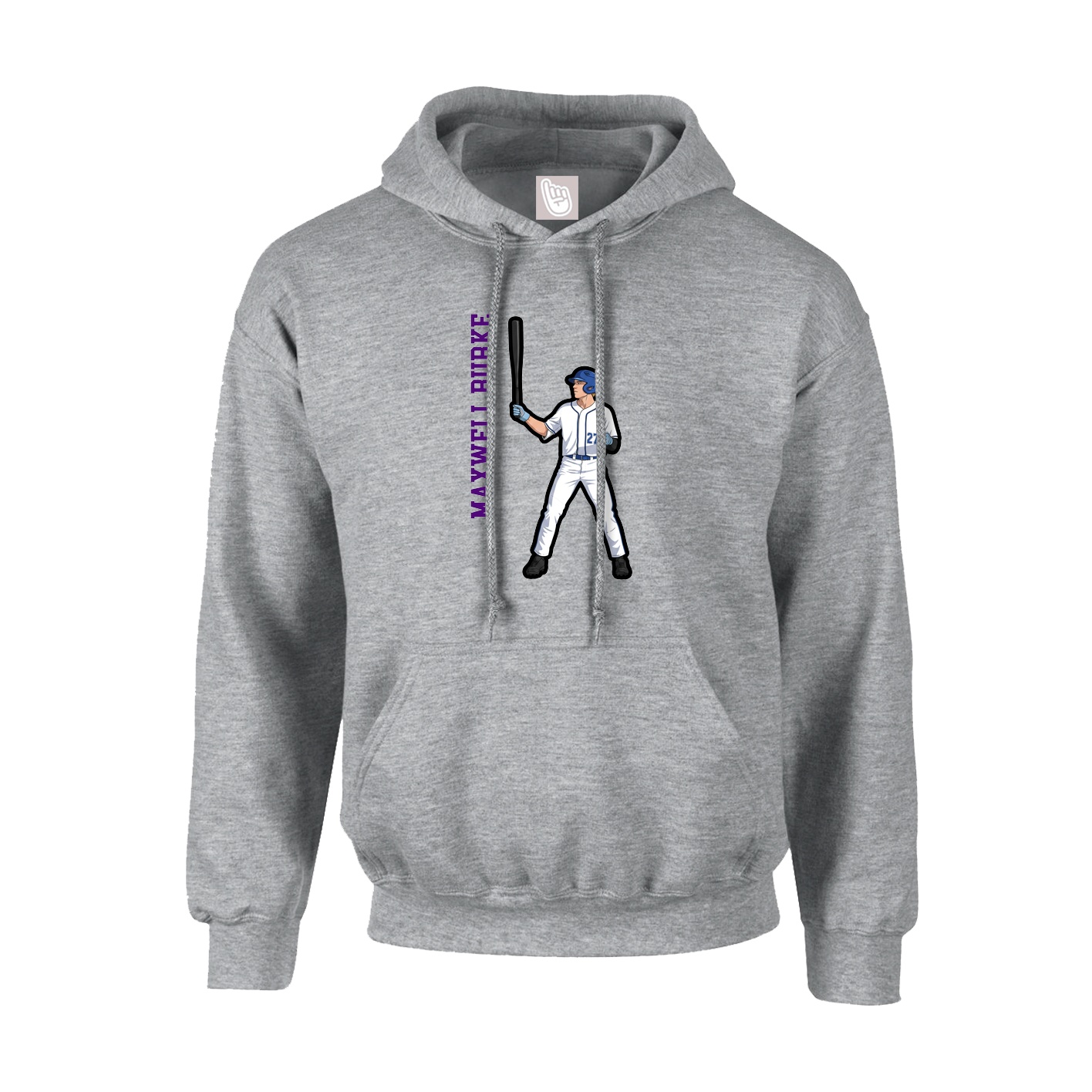 Hoodie — Name Vertical in Grey