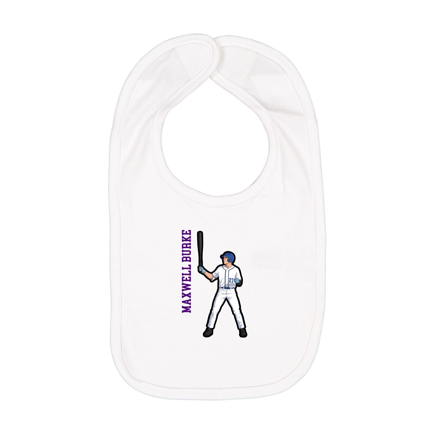 Infant Bib — Name Vertical in White