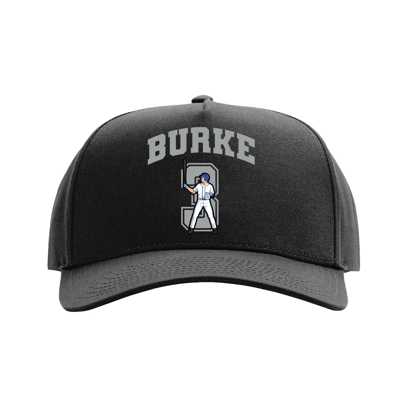 Full Fabric Five-Panel Champ Cap — Number in Black