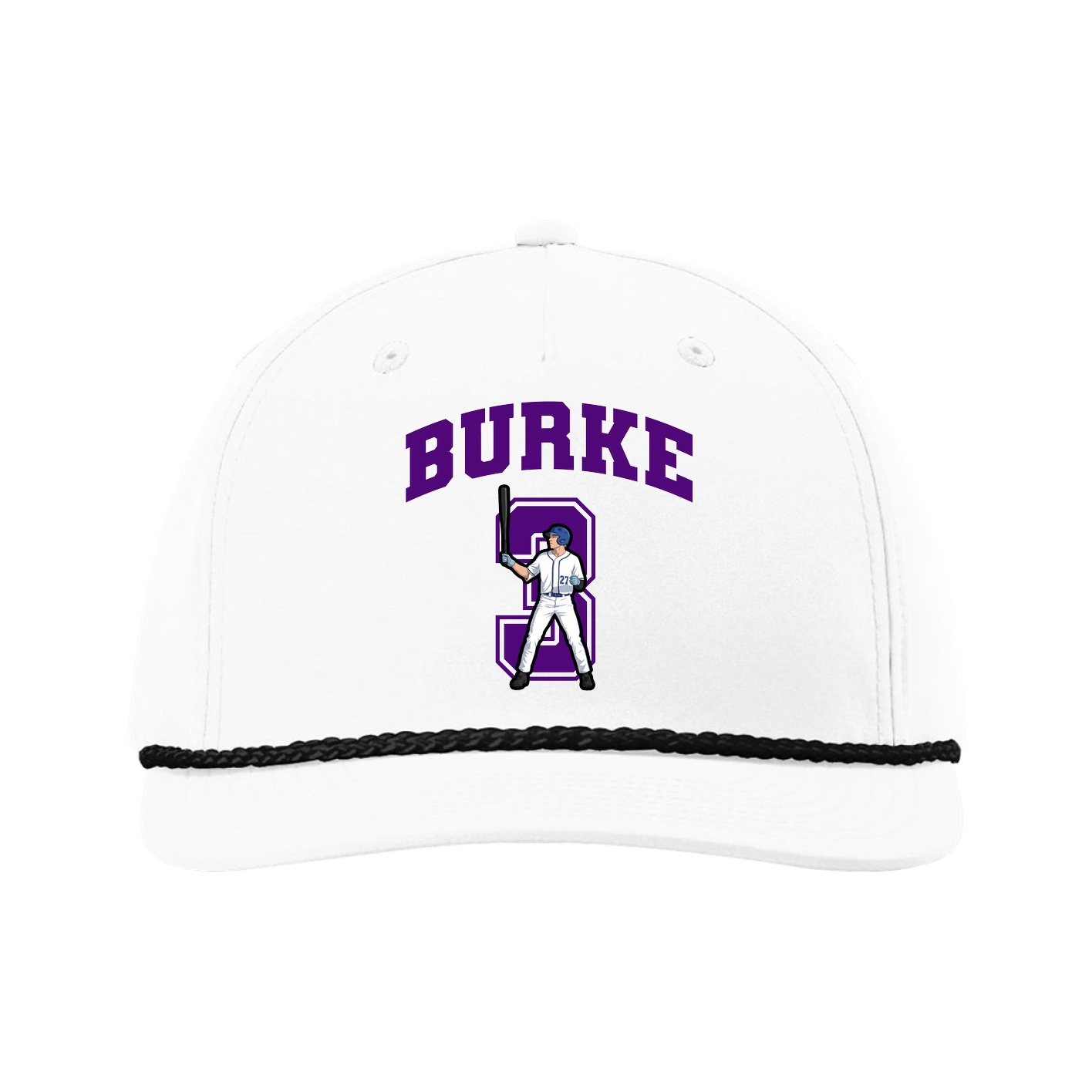 Five-Panel Classic Rope Cap — Number in White