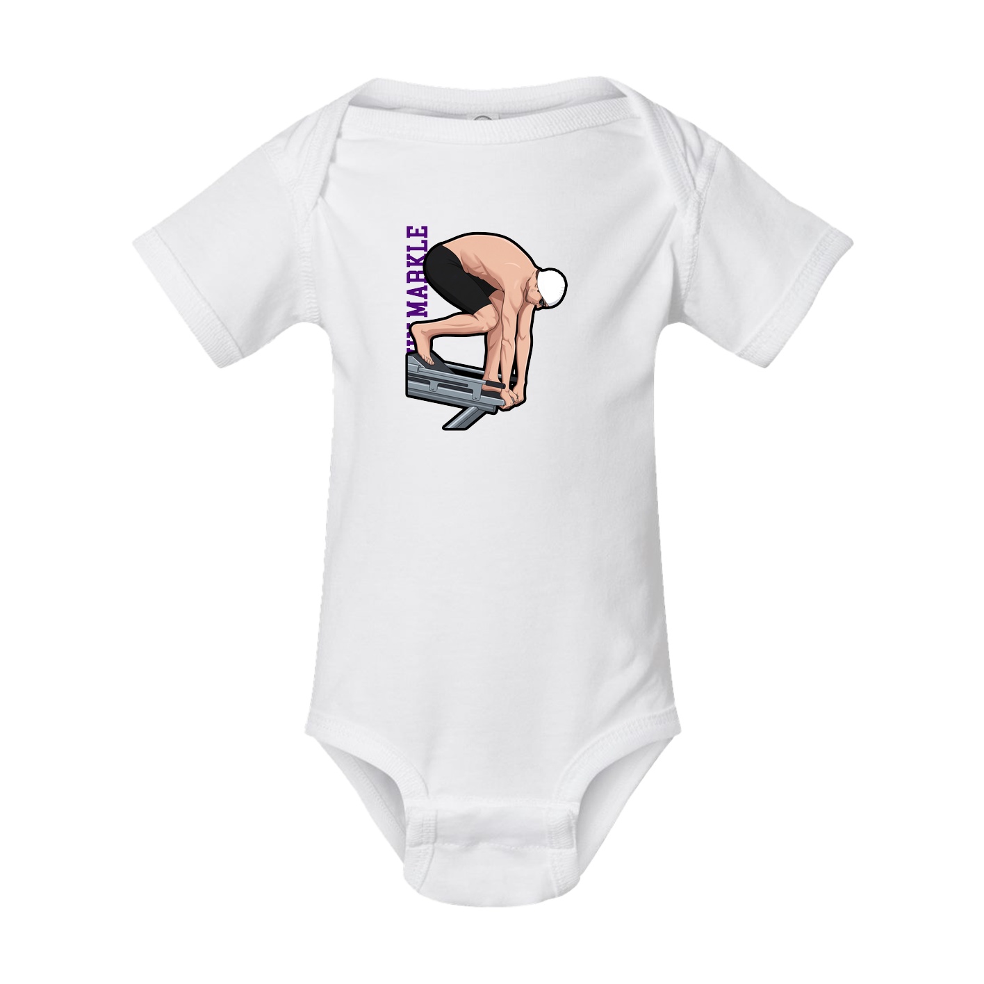 Baby Onesie — Name Vertical in White