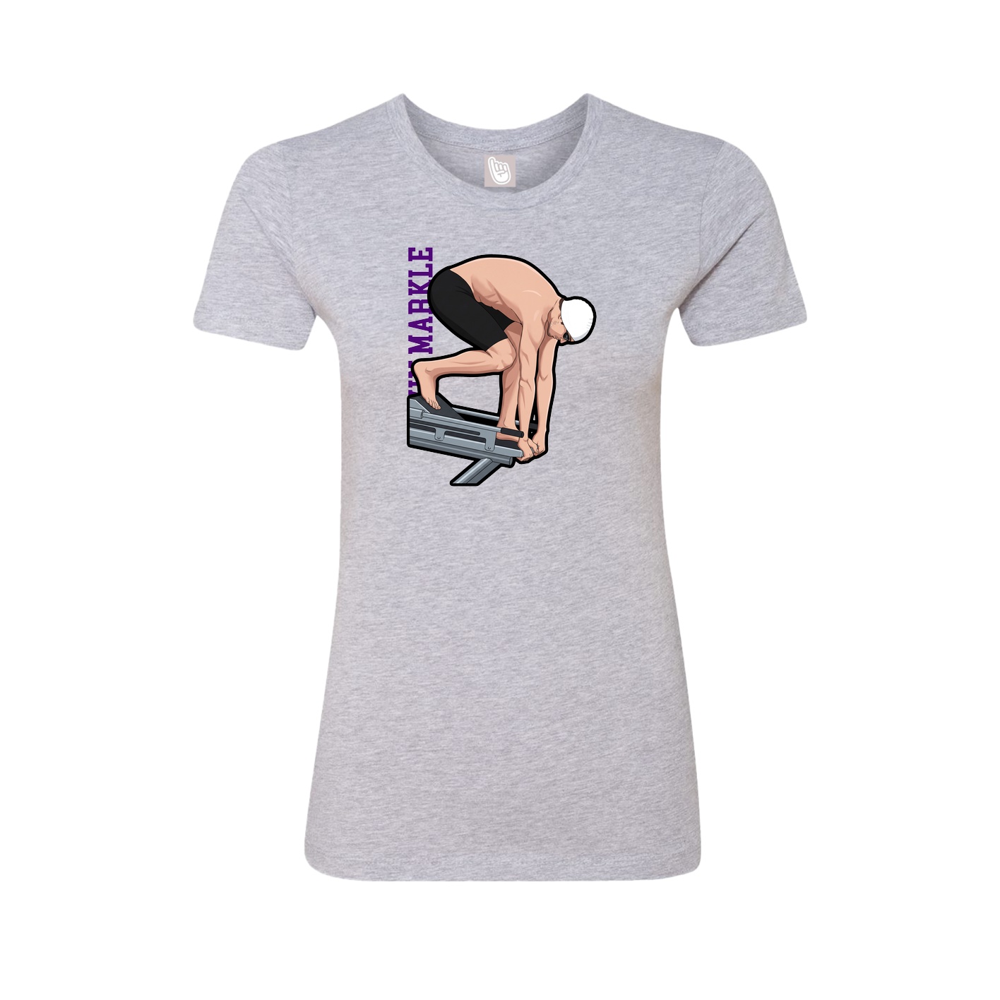 Fitted Women's Tee — Name Vertical in Grey
