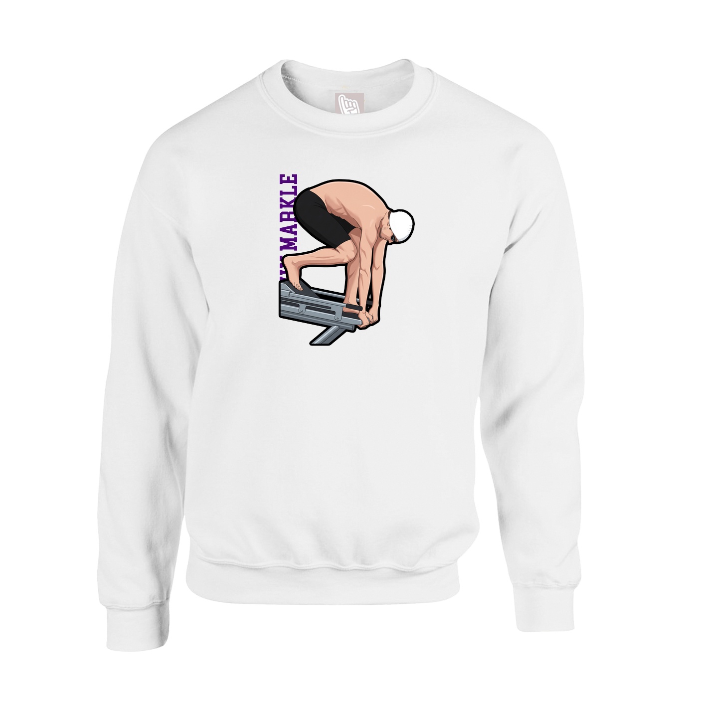 Fleece Crew — Name Vertical in White