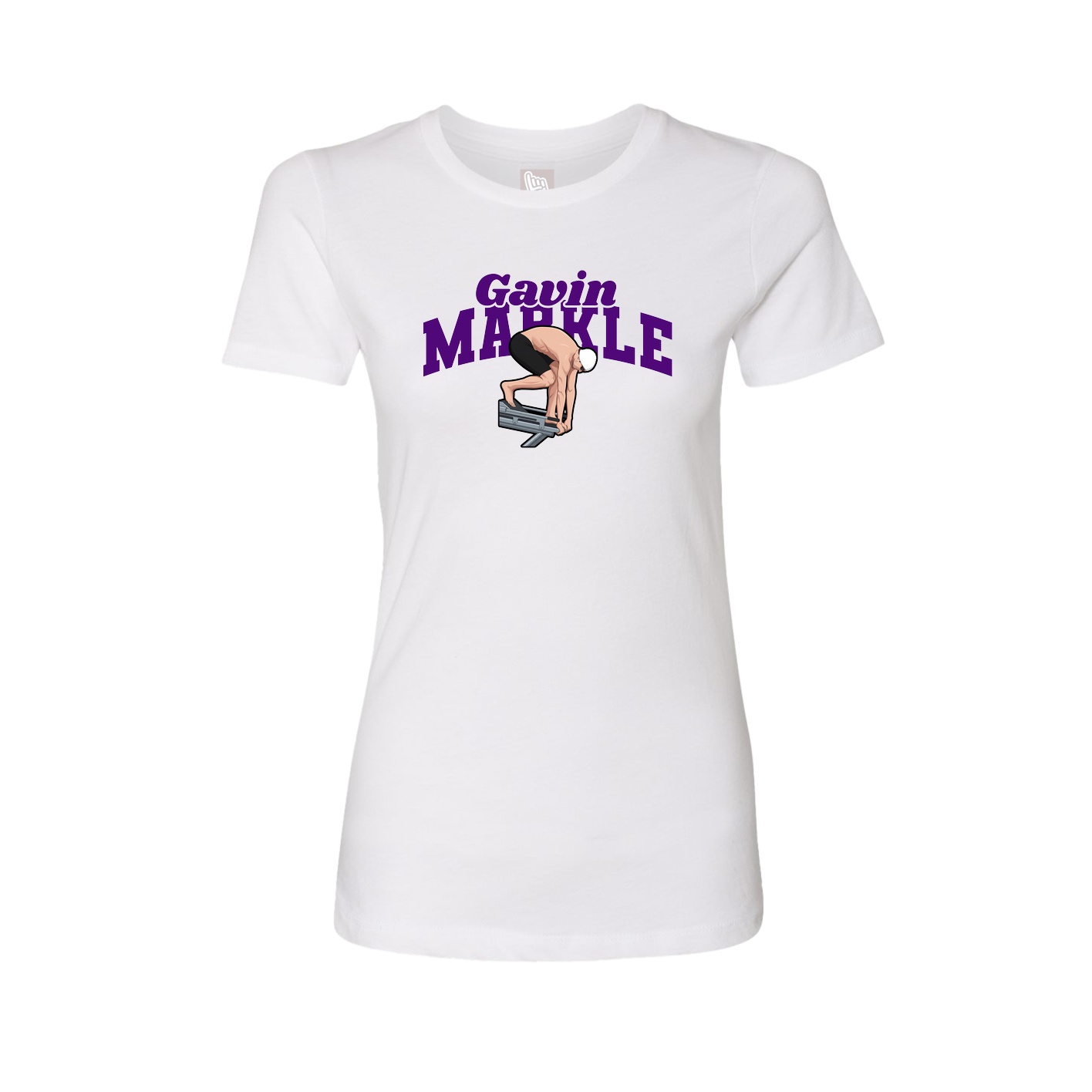 Fitted Women's Tee — Signature Arch in White