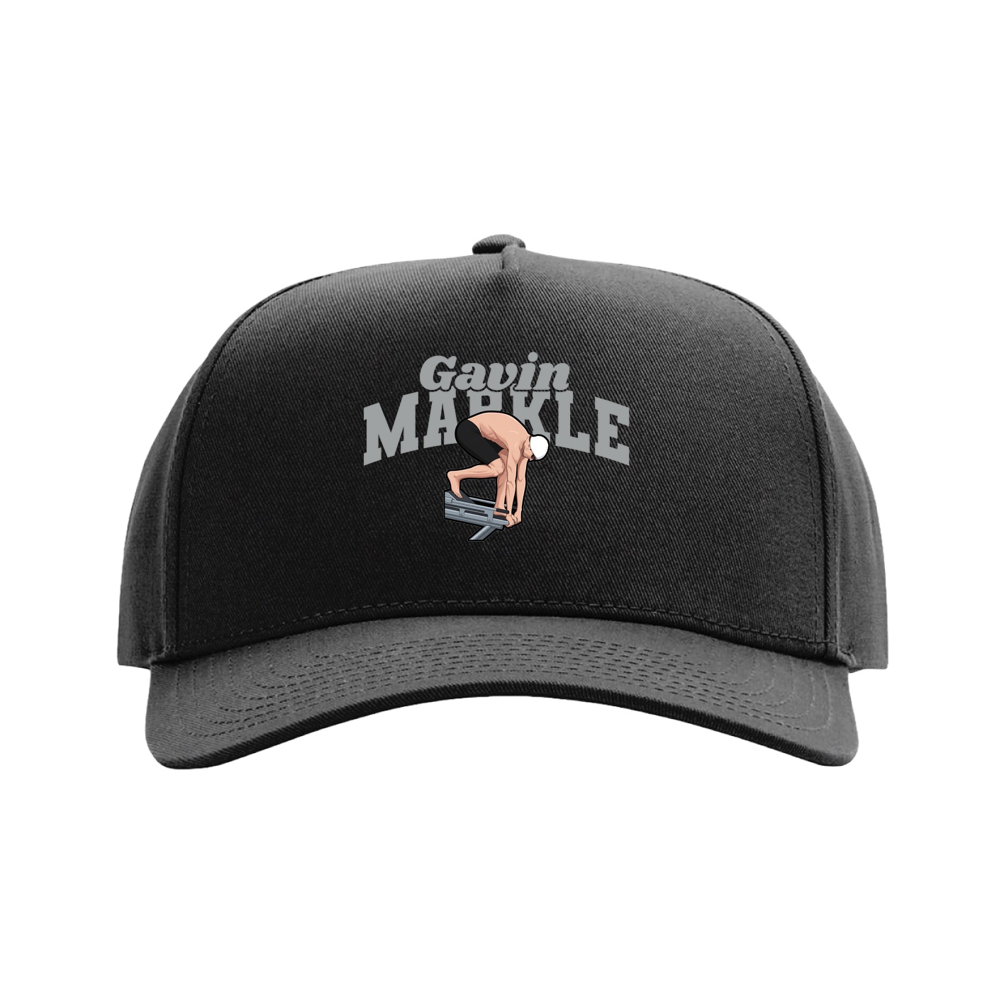 Full Fabric Five-Panel Champ Cap — Signature Arch in Black