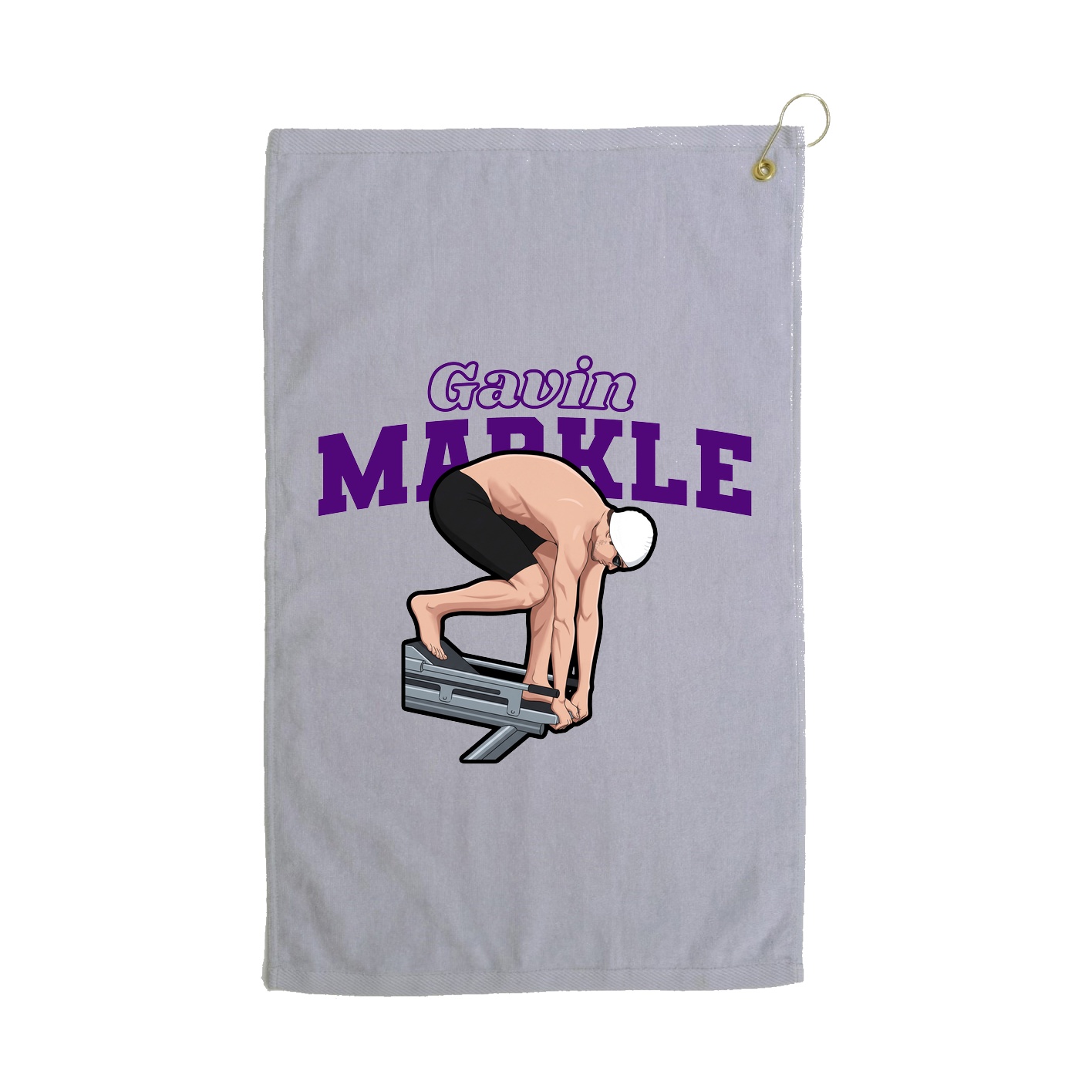 Golf Towel — Name Arch in Grey