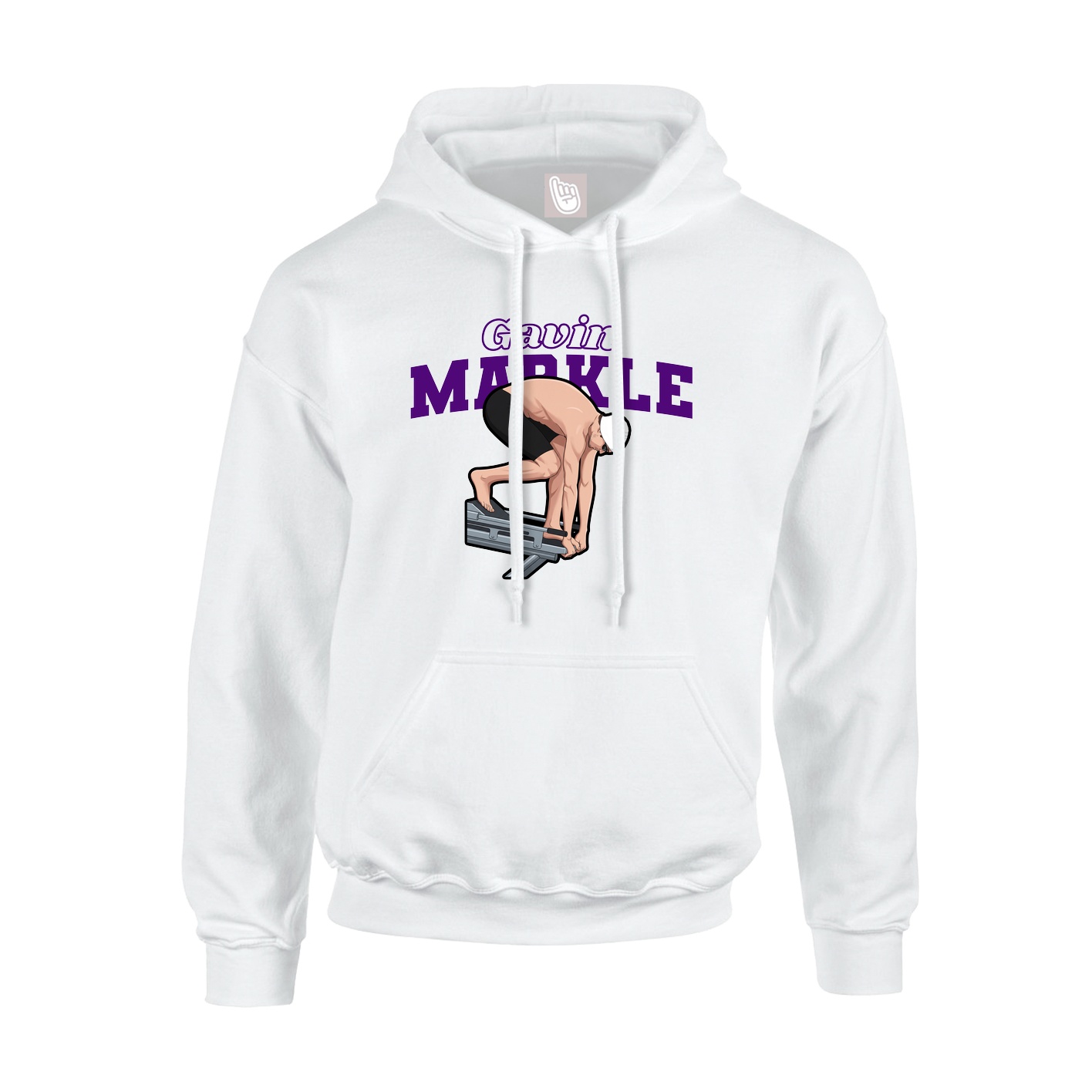 Youth Hoodie — Name Arch in White