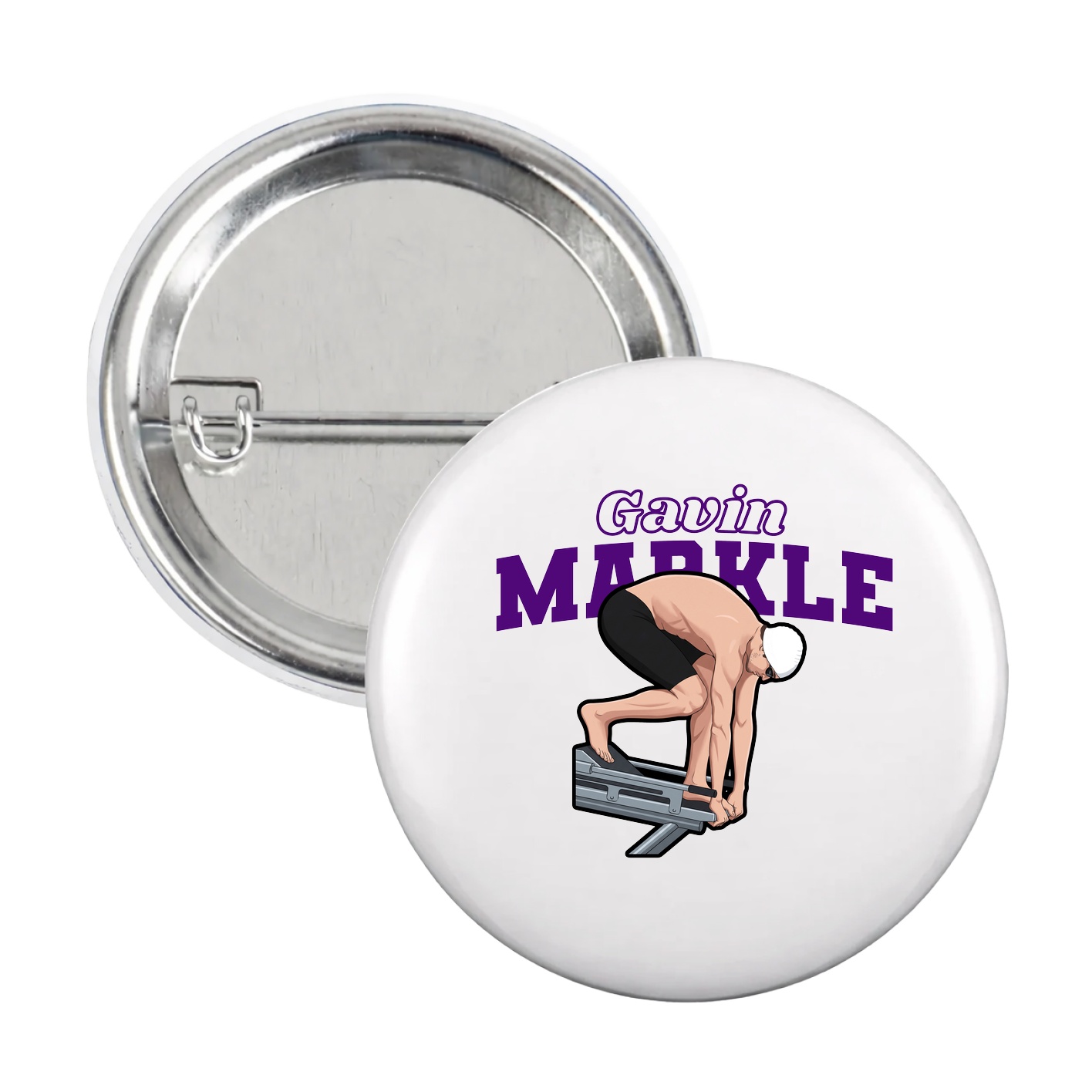 Game Day Button — Name Arch in White