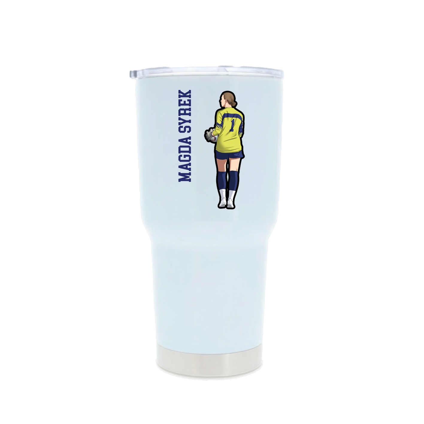 30oz Stainless Steel Tumbler — Name Vertical in White