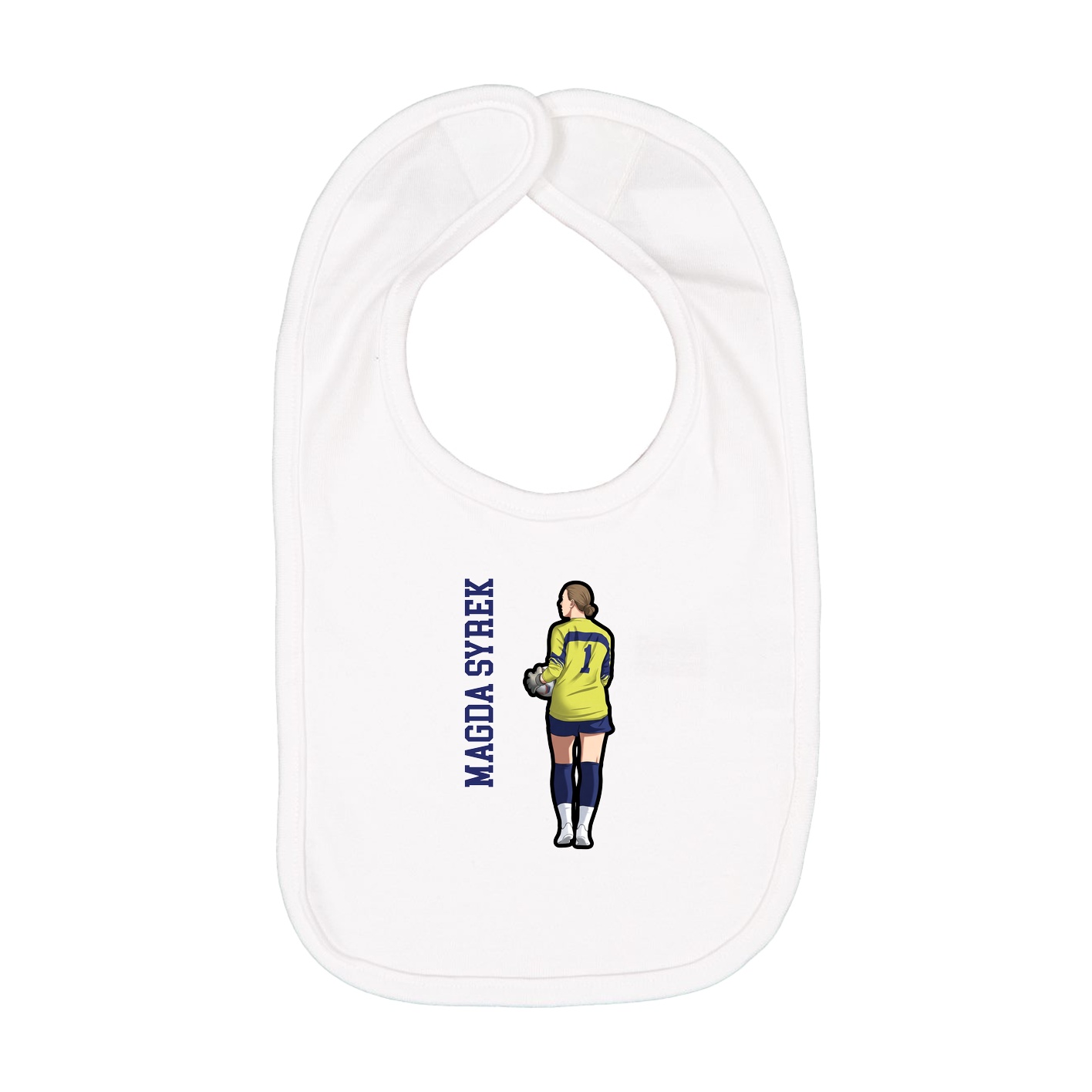 Infant Bib — Name Vertical in White