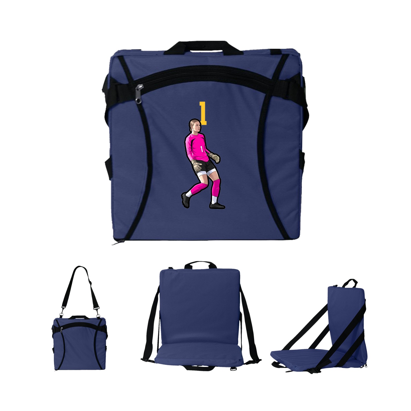 Folding Stadium Seat — Number Top in Navy