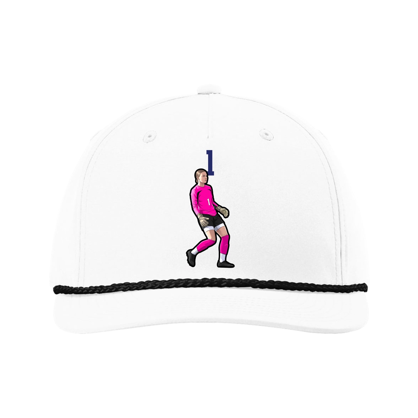 Five-Panel Classic Rope Cap — Number Top in White