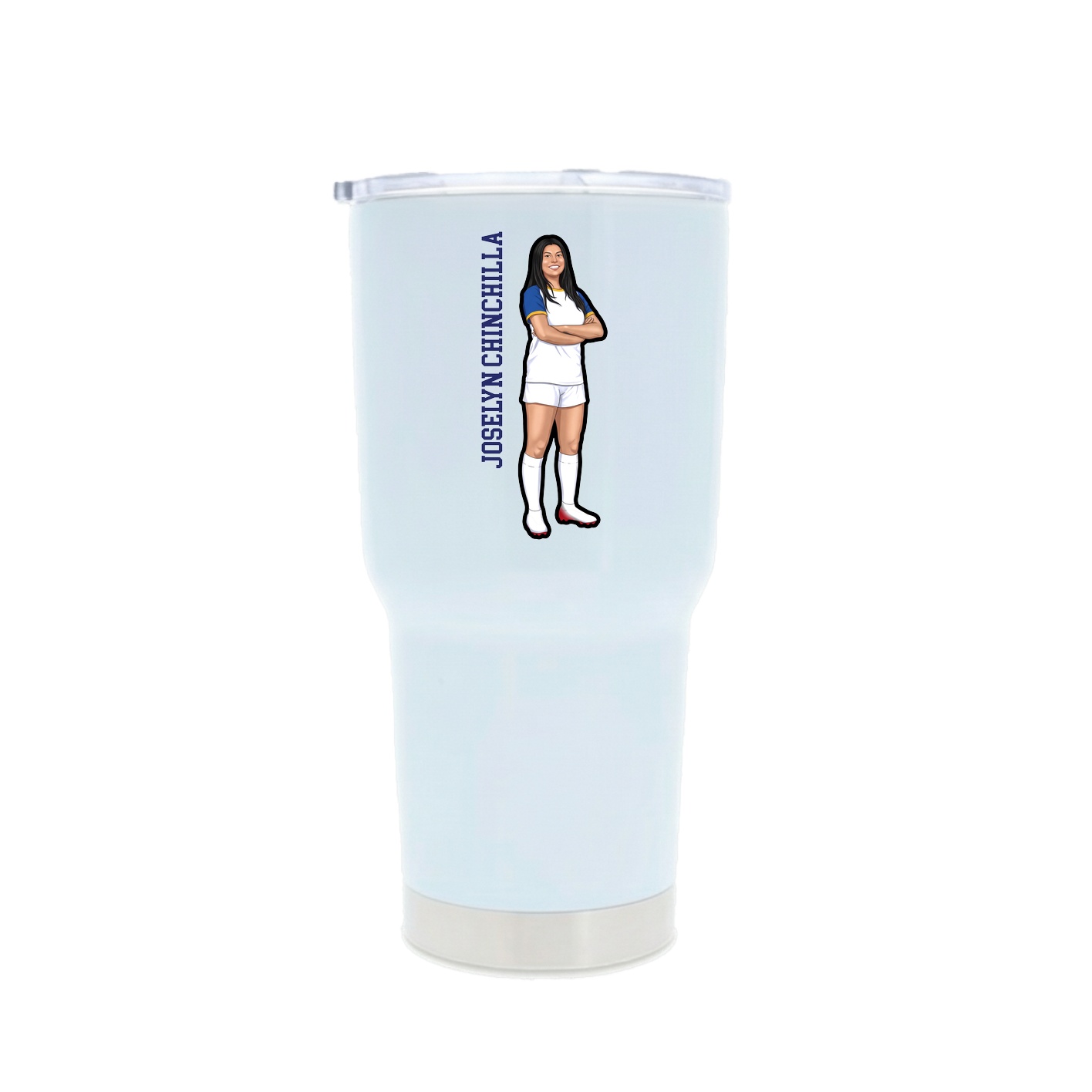 30oz Stainless Steel Tumbler — Name Vertical in White