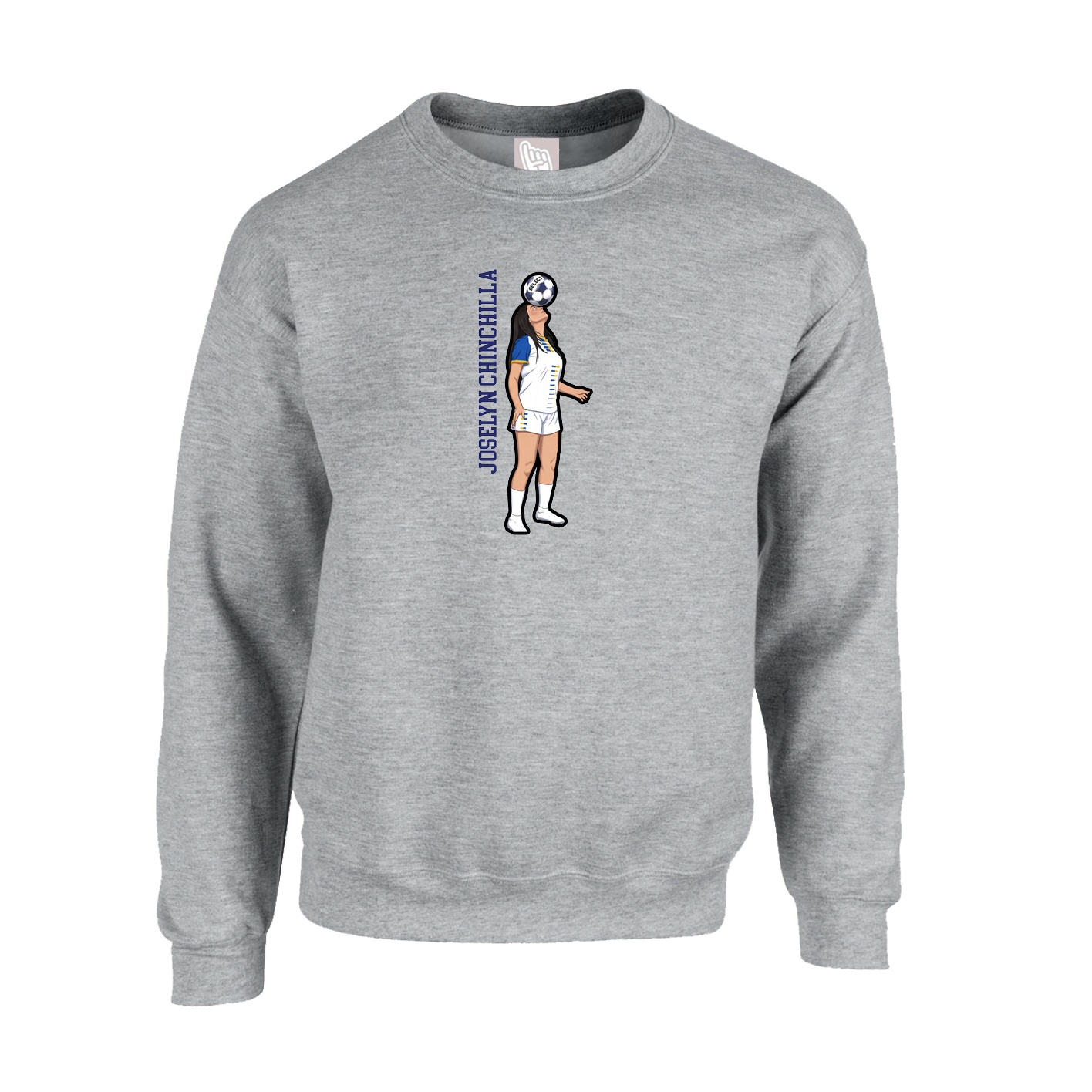 Fleece Crew — Name Vertical in Grey