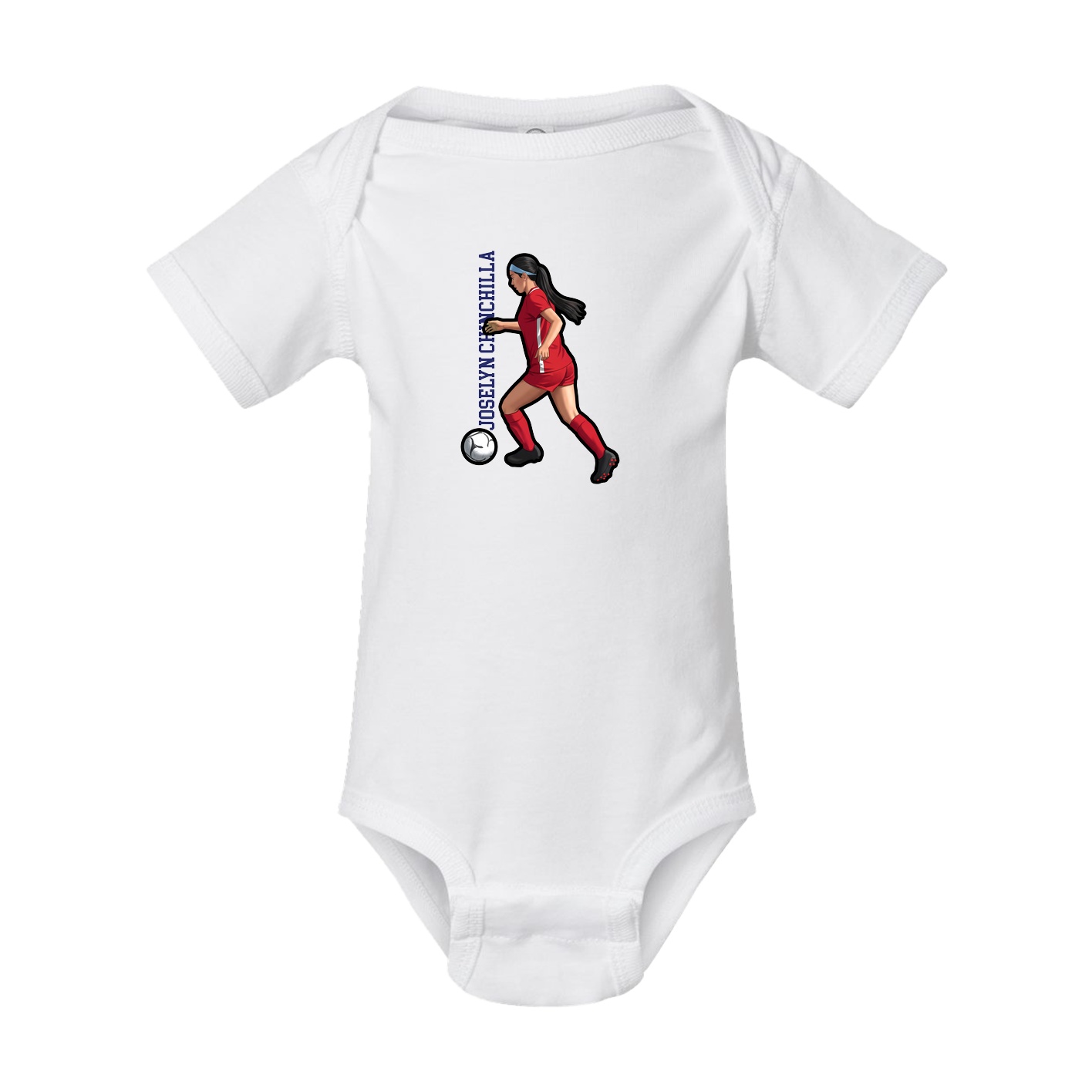 Baby Onesie — Name Vertical in White