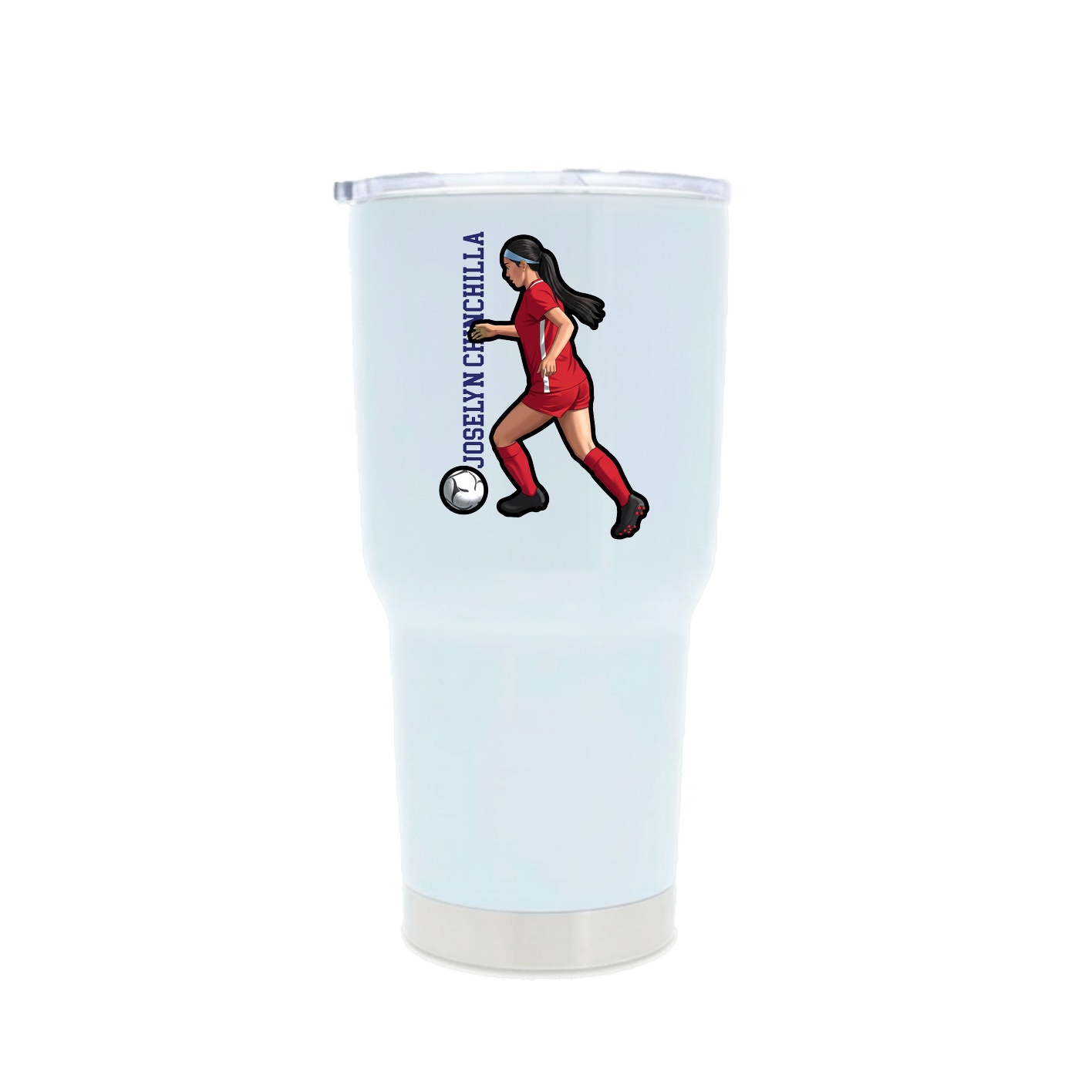30oz Stainless Steel Tumbler — Name Vertical in White