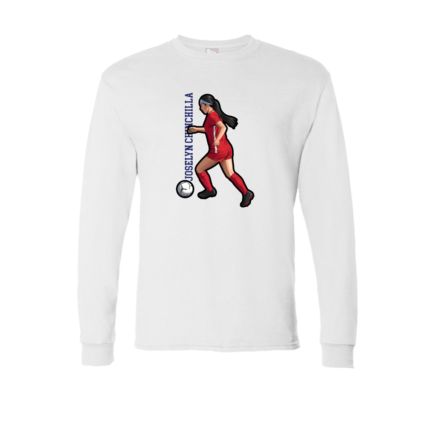 Long Sleeve Tee — Name Vertical in White