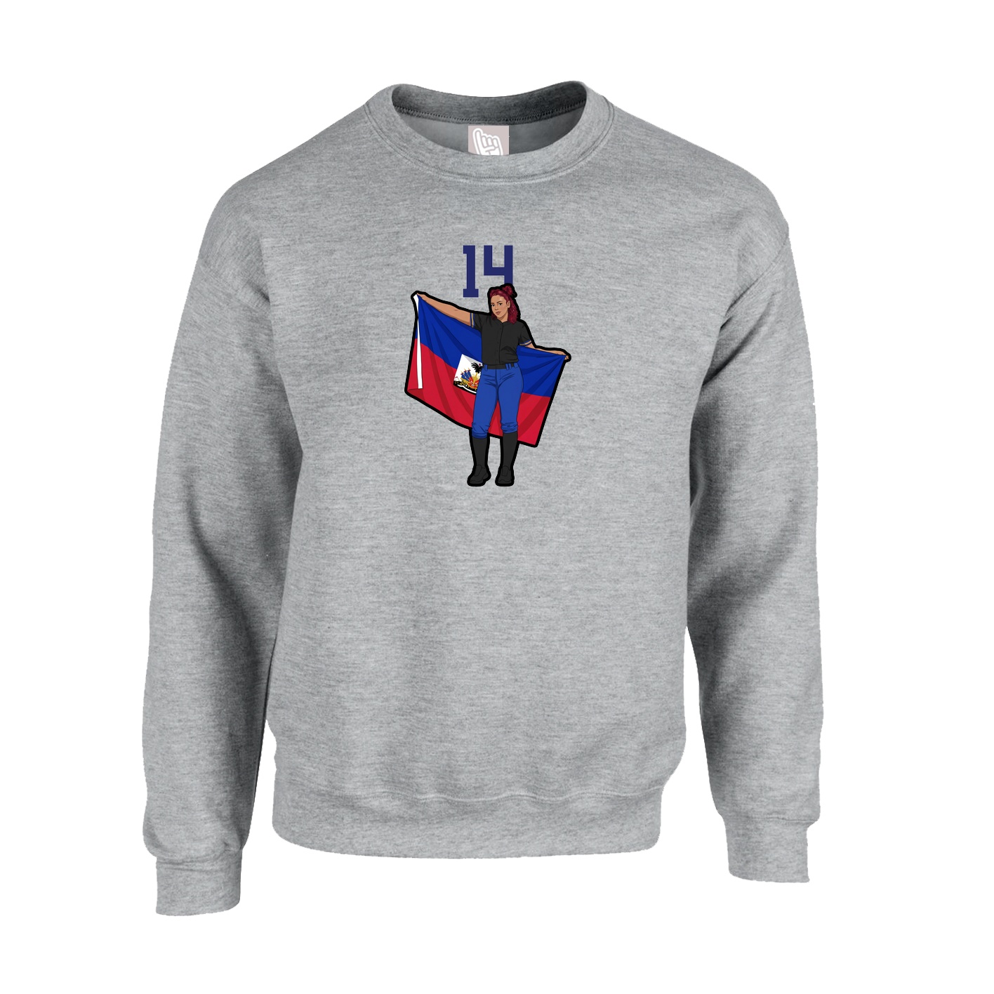Fleece Crew — Number Top in Grey