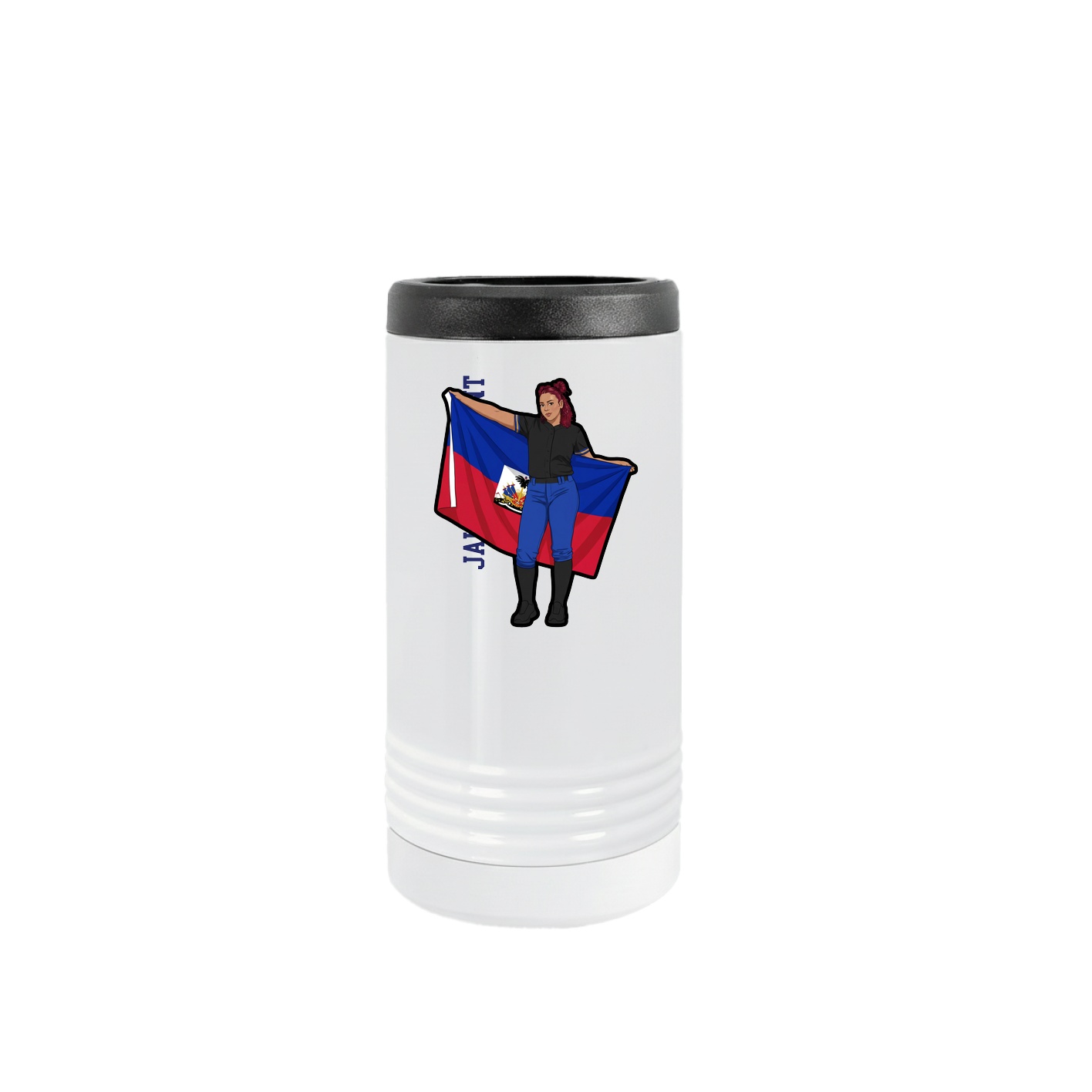 Slim Beverage Holder — Name Vertical in White