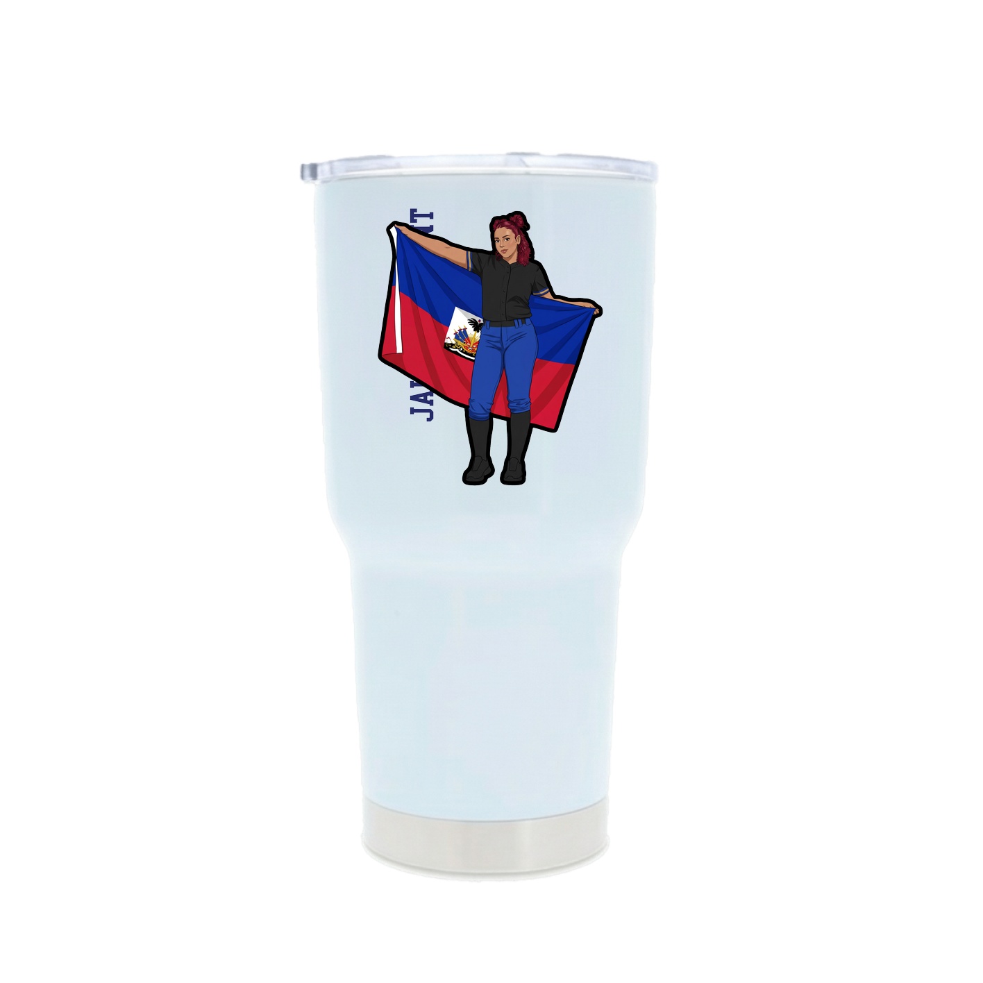 30oz Stainless Steel Tumbler — Name Vertical in White