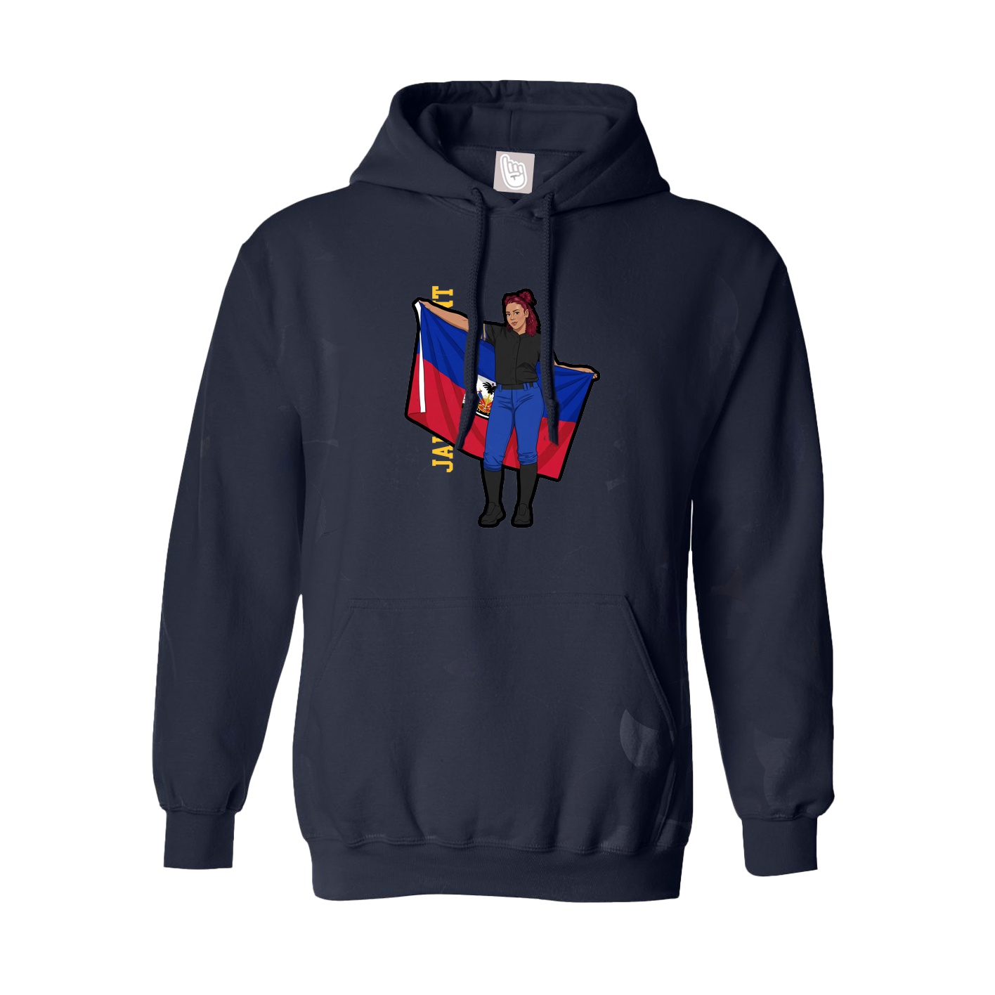 Hoodie — Name Vertical in Navy
