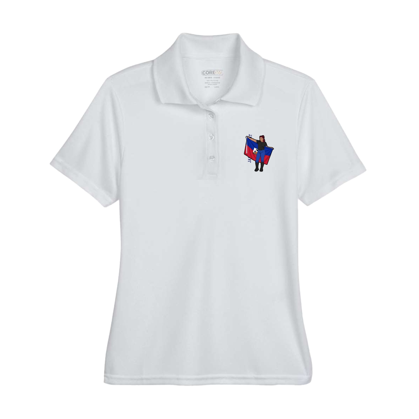 Womens Performance Polo — Name Vertical in Grey