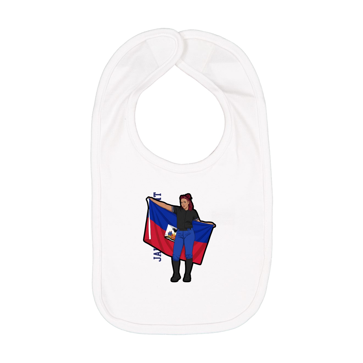 Infant Bib — Name Vertical in White