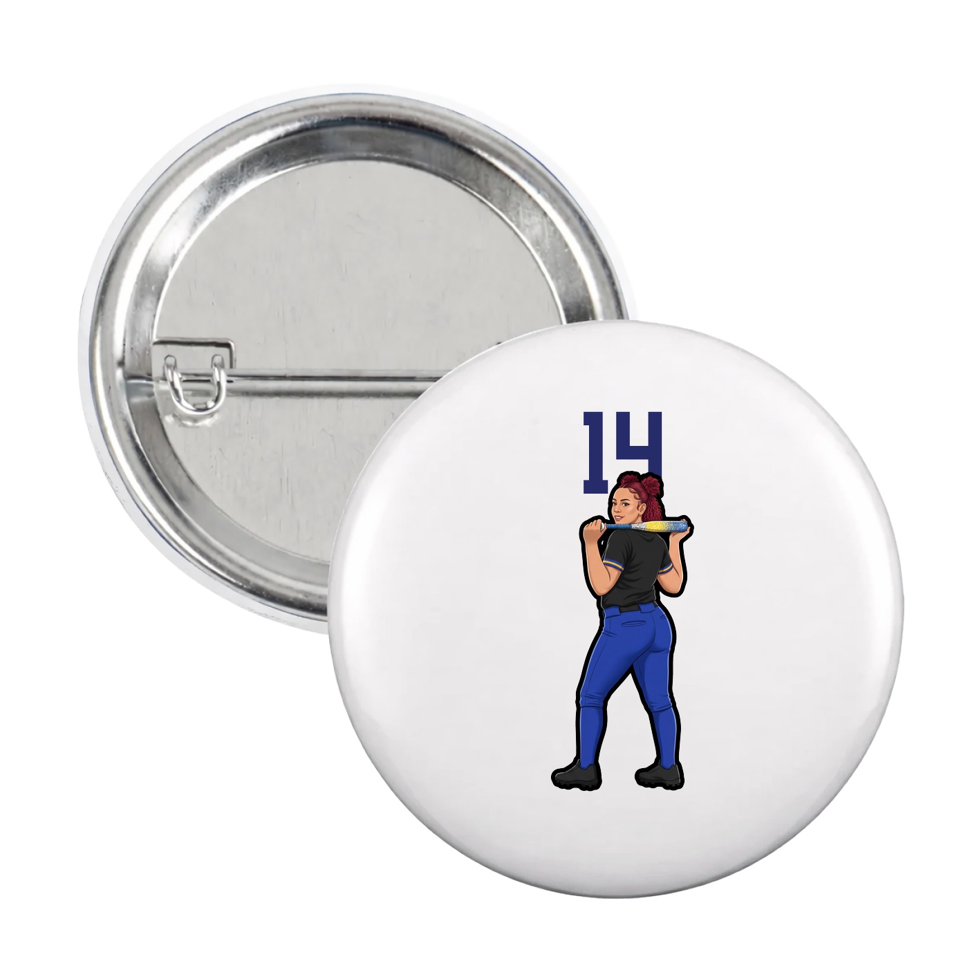 Game Day Button — Number Top in White