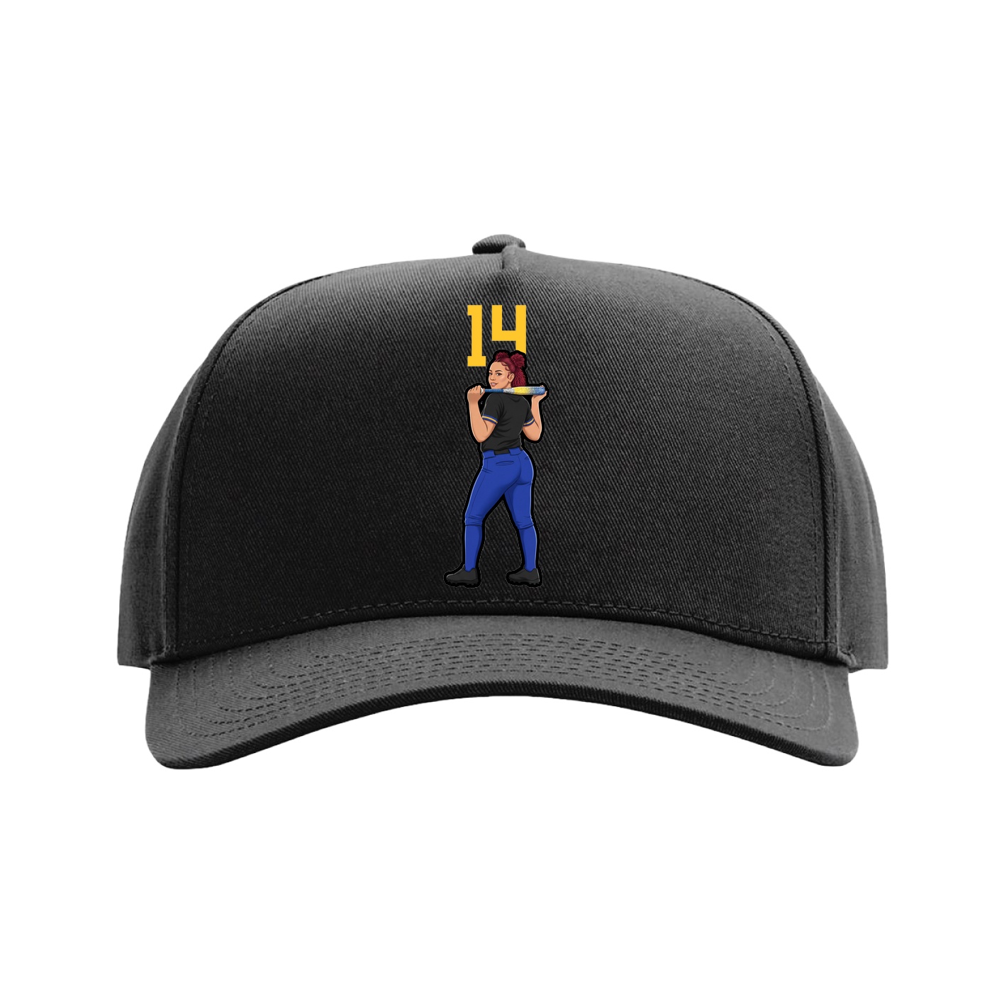 Full Fabric Five-Panel Champ Cap — Number Top in Black
