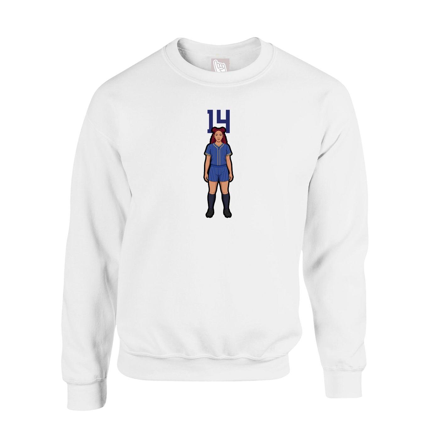Fleece Crew — Number Top in White