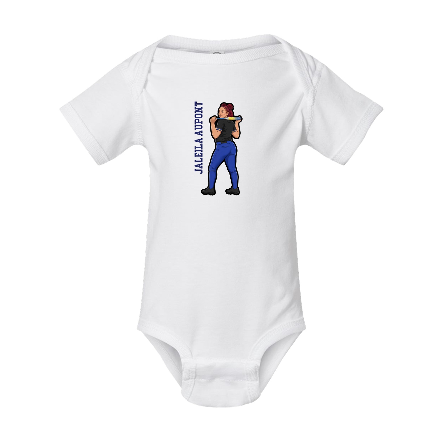 Baby Onesie — Name Vertical in White