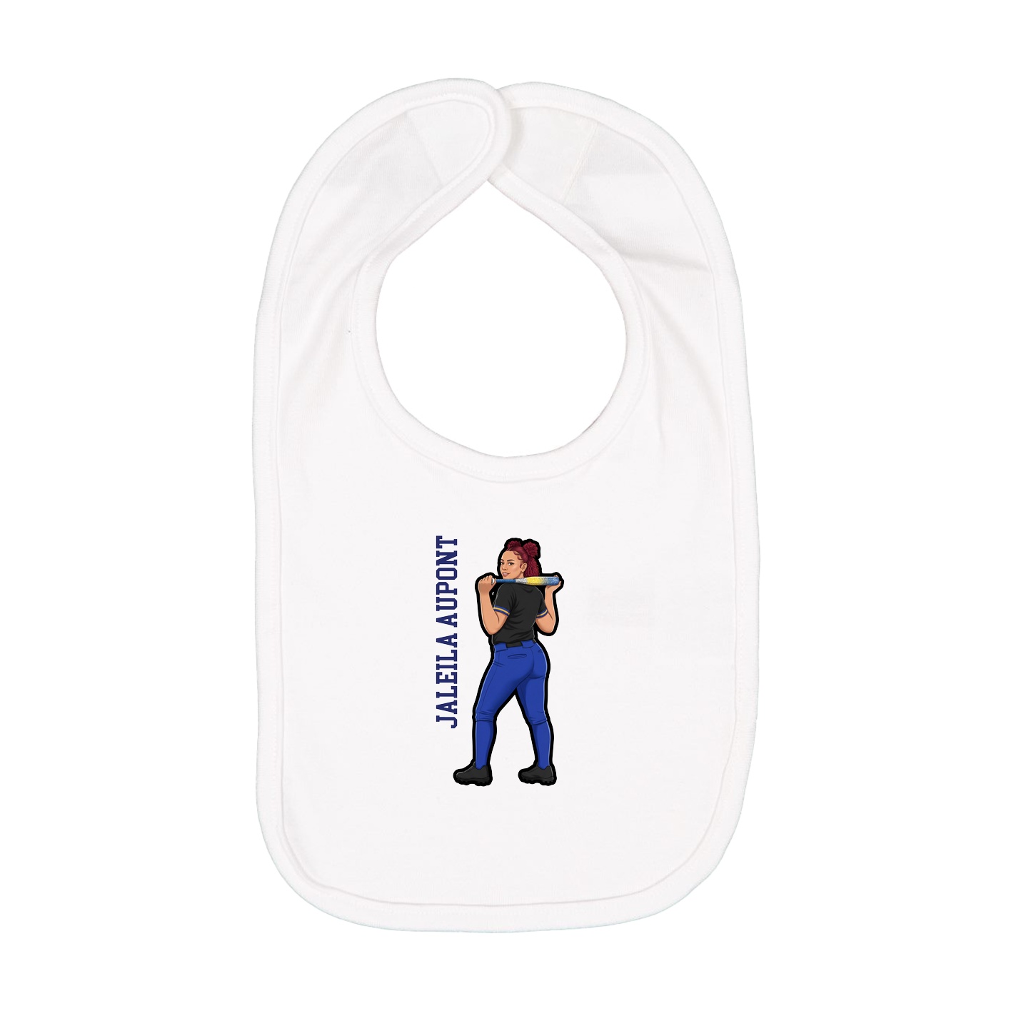 Infant Bib — Name Vertical in White