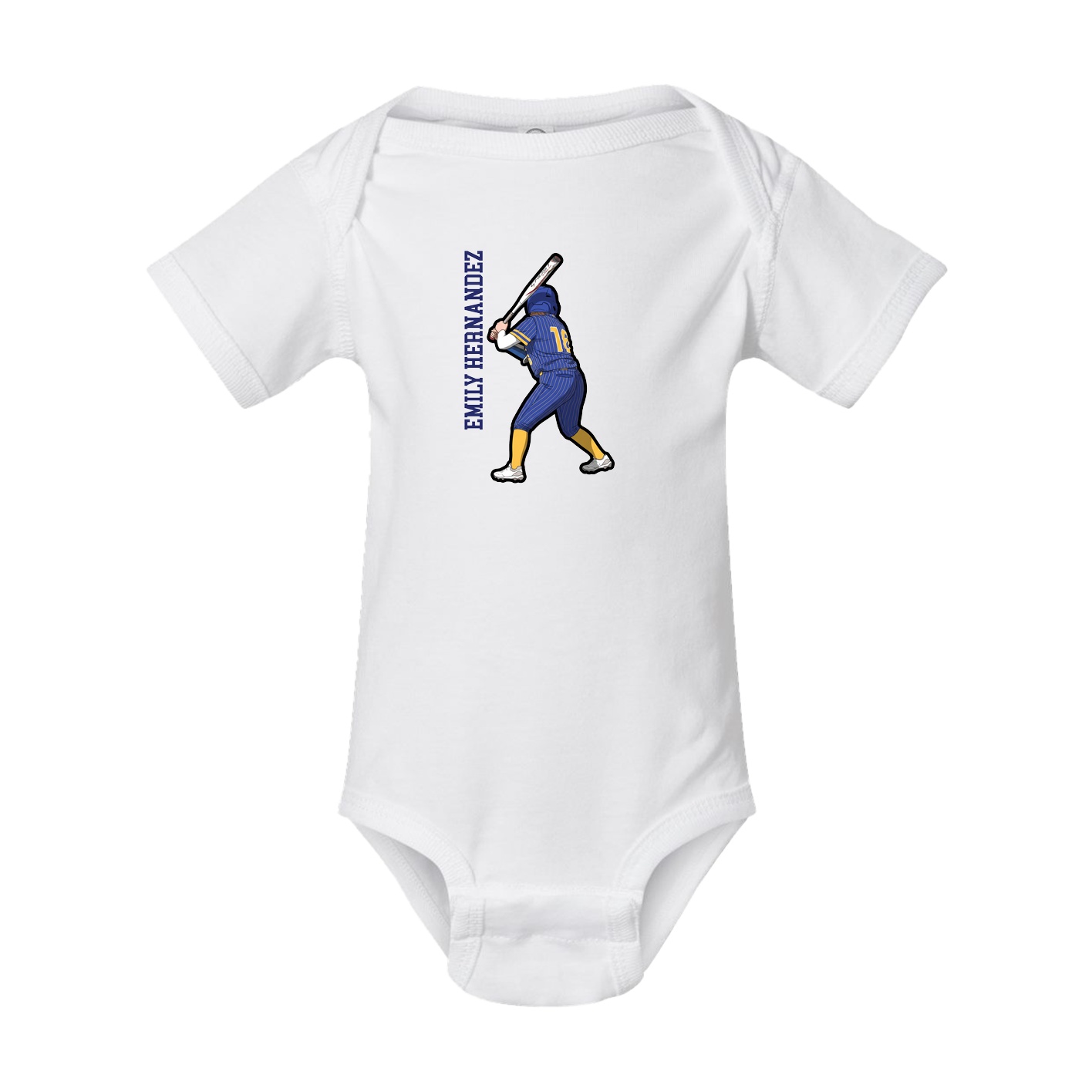 Baby Onesie — Name Vertical in White
