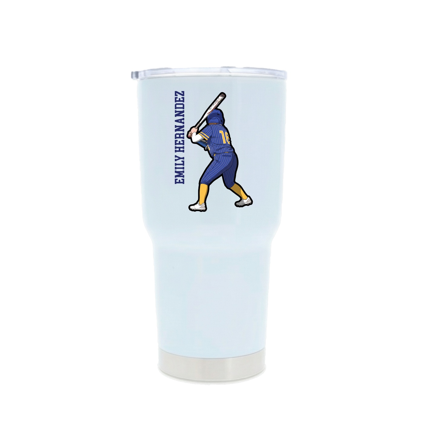 30oz Stainless Steel Tumbler — Name Vertical in White