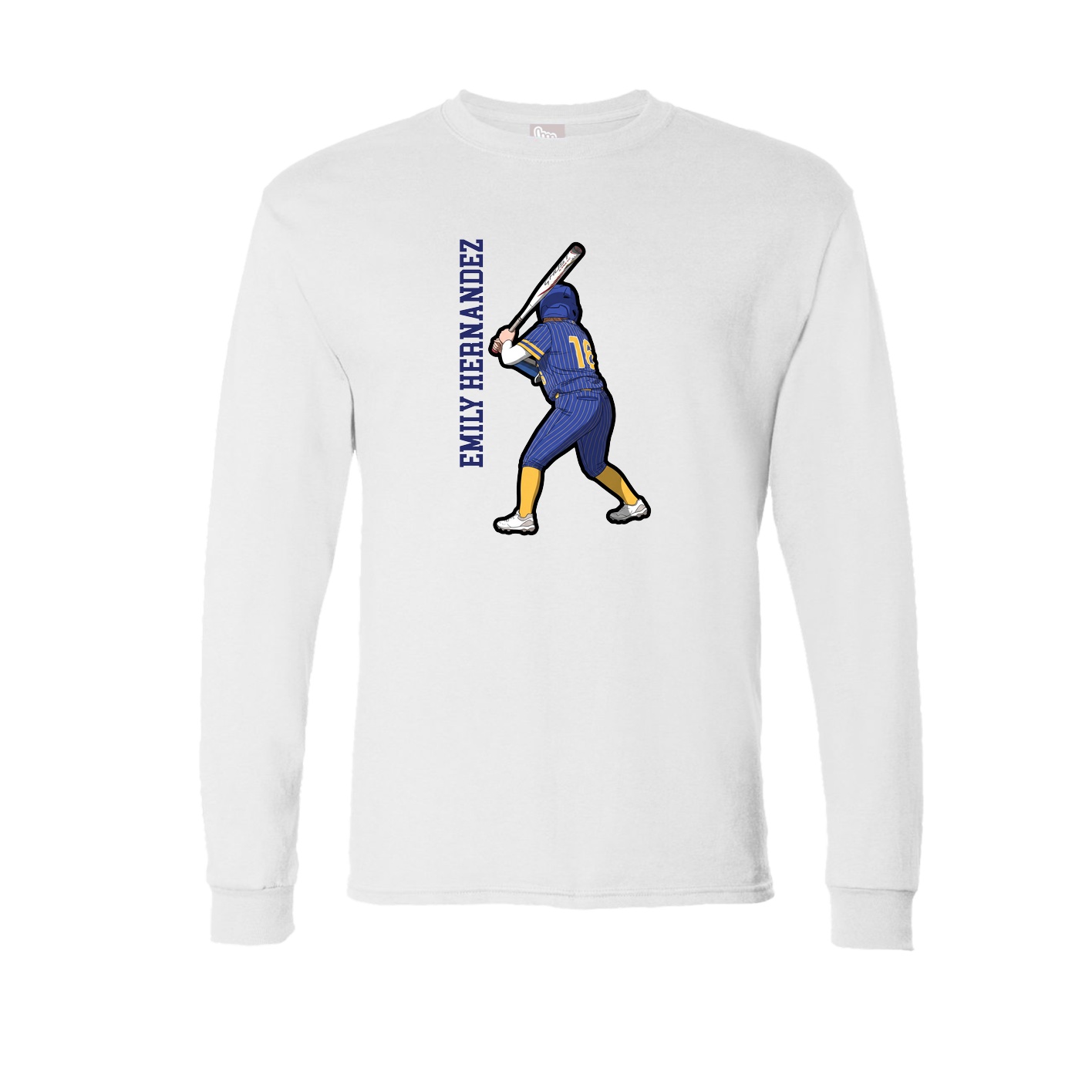 Long Sleeve Tee — Name Vertical in White