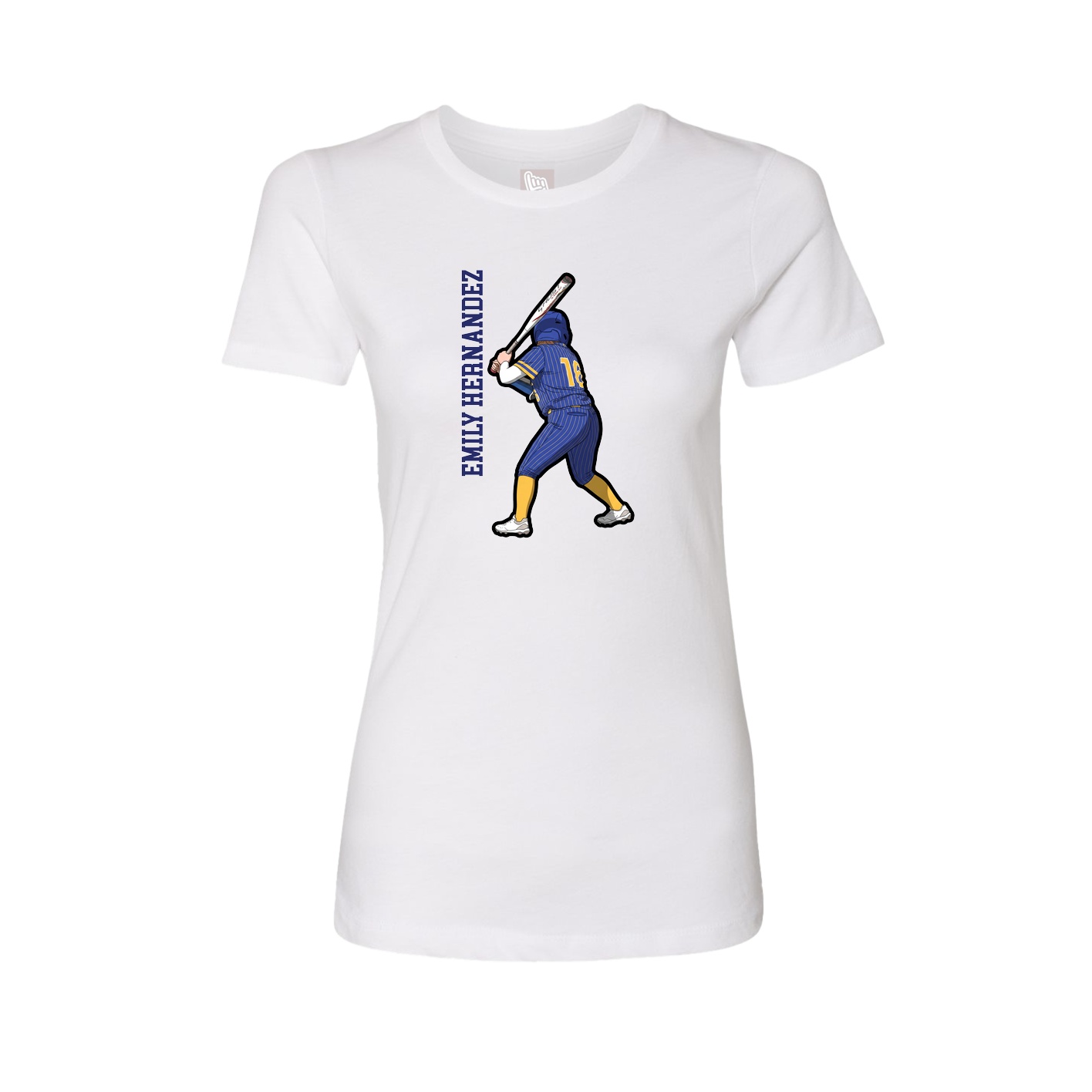 Womens Tee — Name Vertical in White